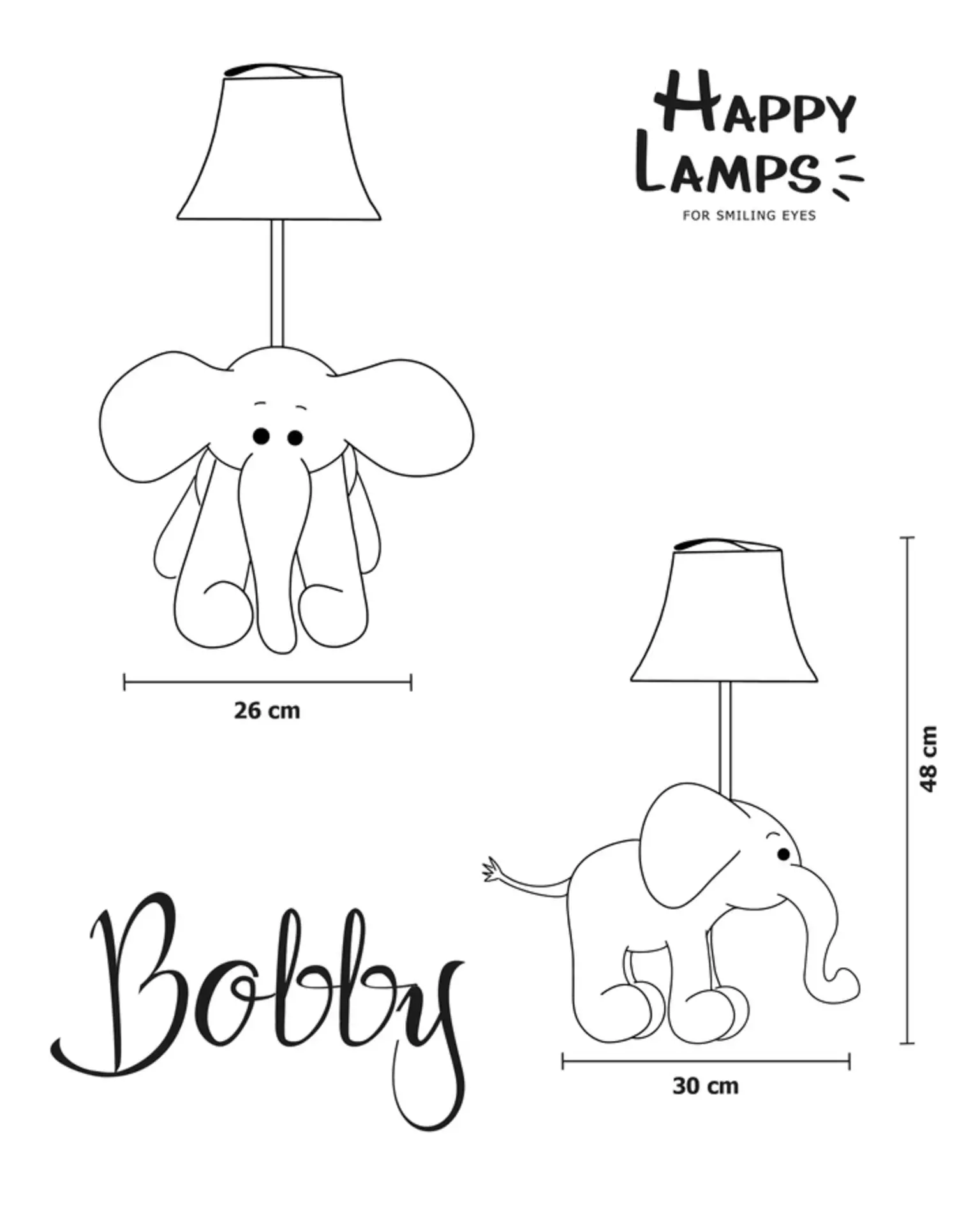 Tischleuchte BOBBY Happy Lamps Textil 30 x 48 x 26 cm
