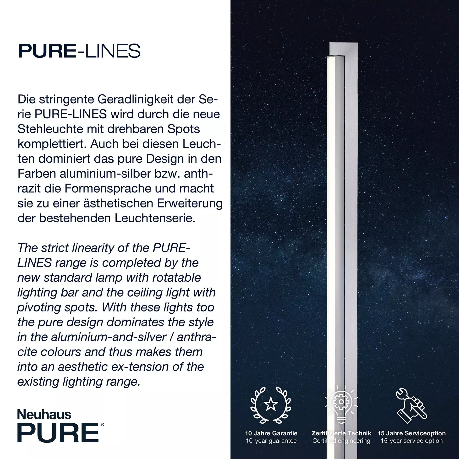 Stehleuchte PURE-LINES Paul Neuhaus Metall 22 x 140 x 16 cm