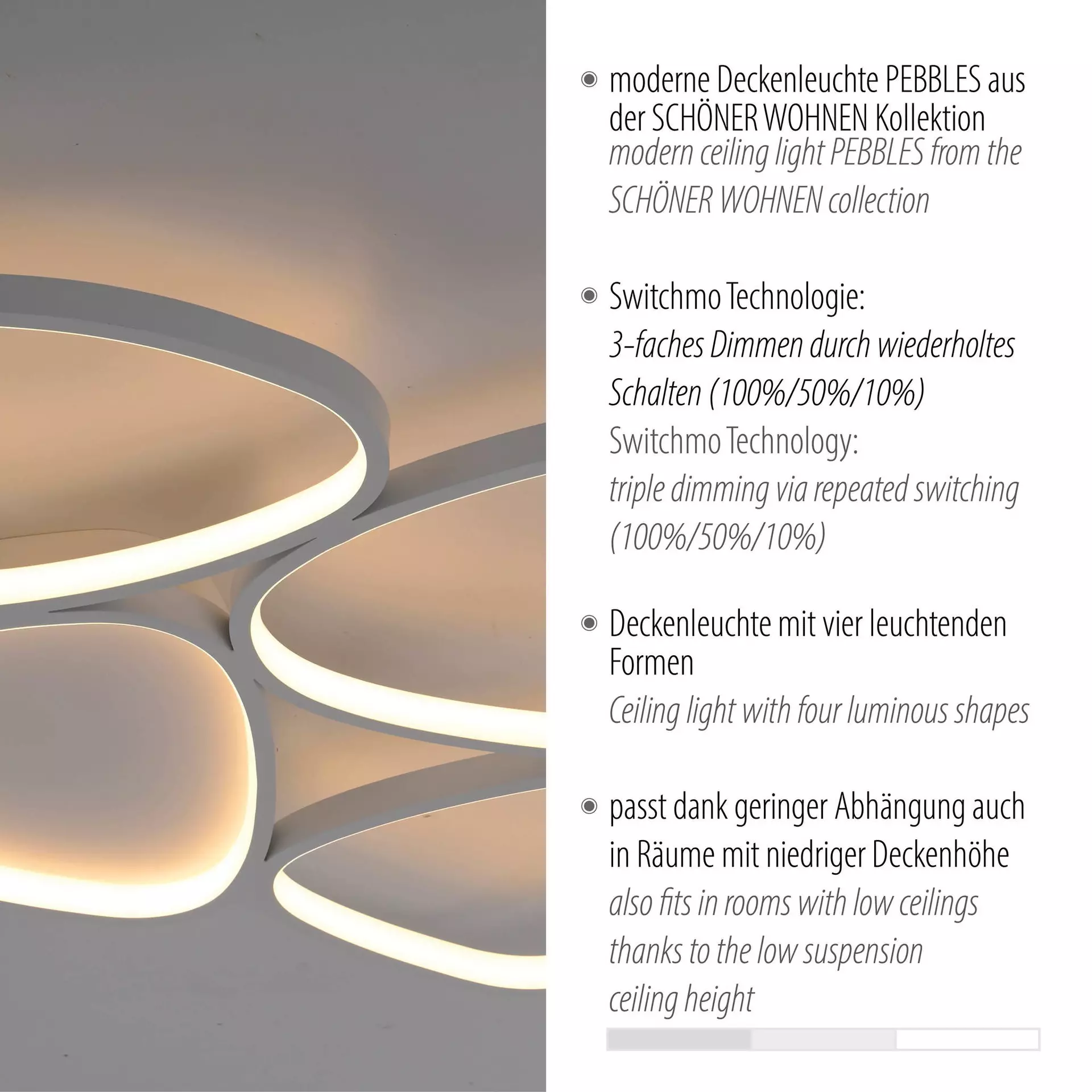 Deckenleuchte SW PEBBLES SCHÖNER WOHNEN-Kollektion Metall 66 x 6 x 69 cm