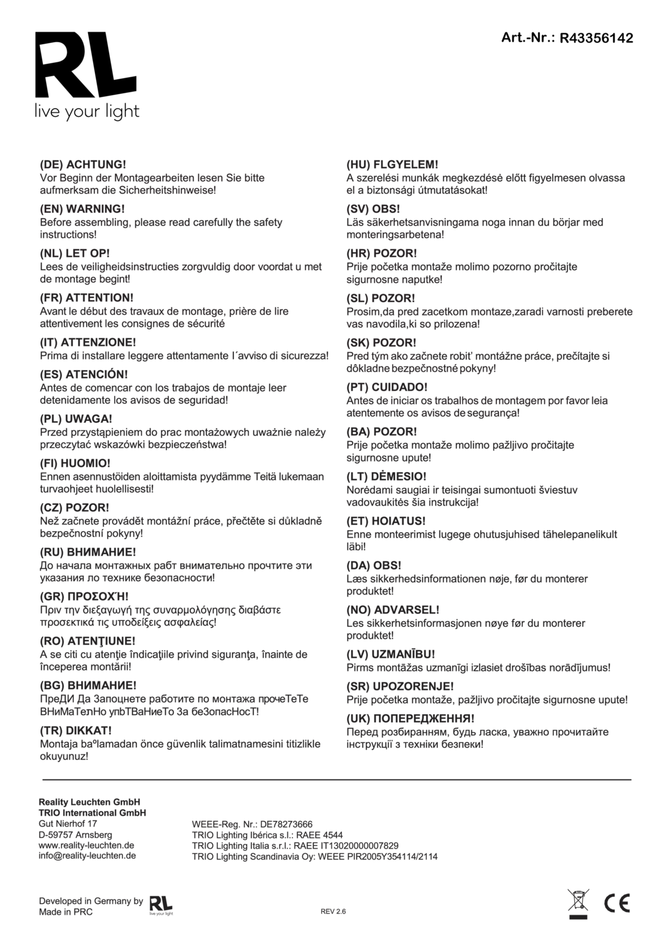 Wege-Außenleuchte BEJA Reality Leuchten Metall 12 x 100 x 21 cm