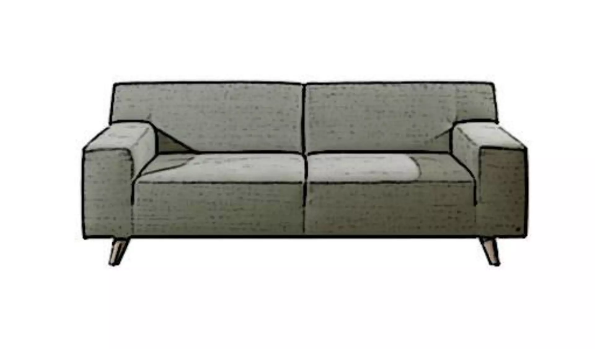 Zweisitzersofa mit grauem Stoffbezug als Synonym für alle Einzelsofas innerhalb der Kategorie "Sofa und Couches".