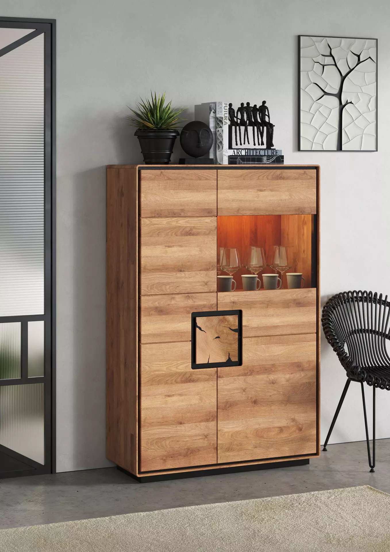 Highboard WZ-0625 GK Möbel Holz 40 x 152 x 100 cm