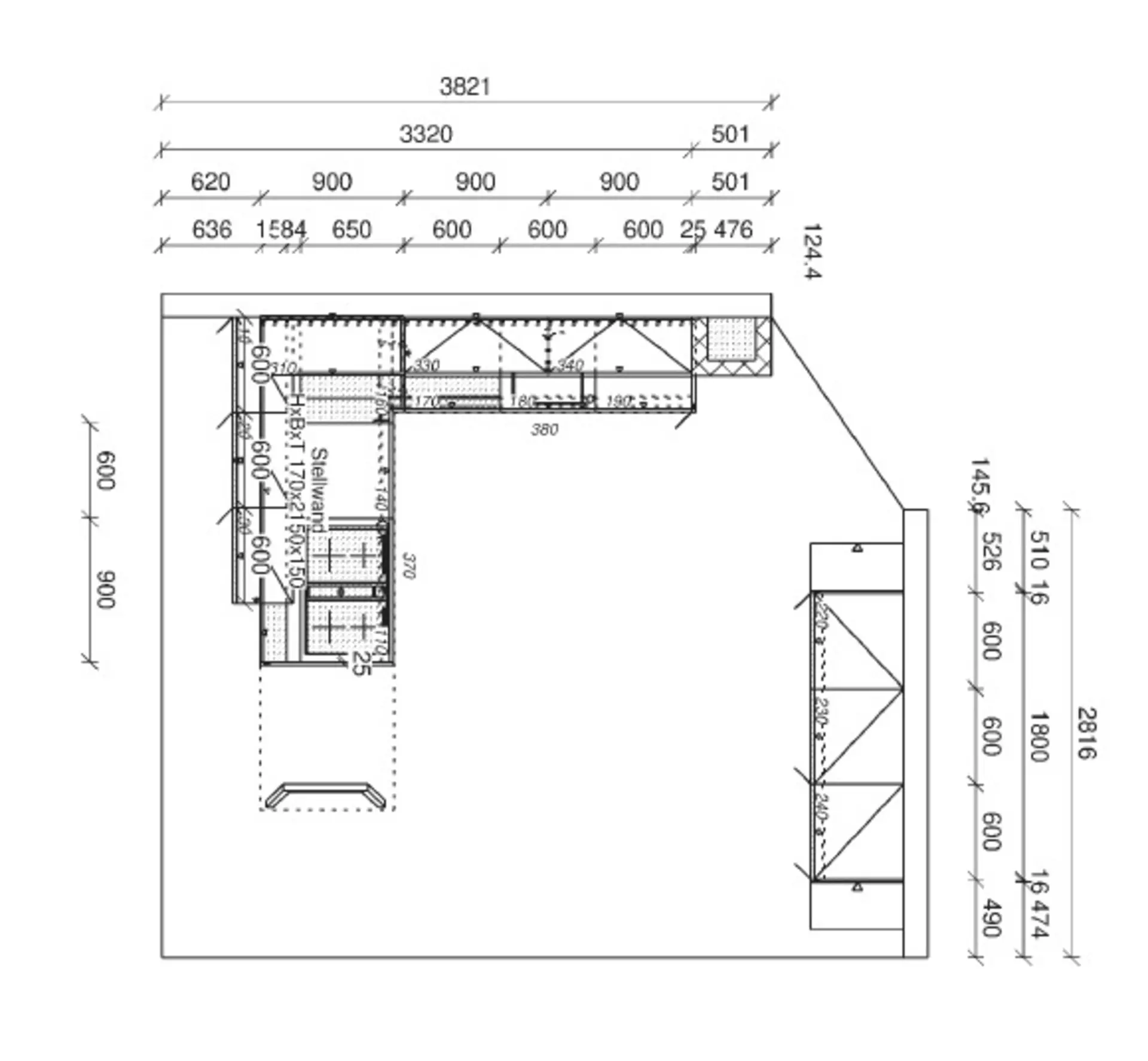 Grundriss zur Küche 2040