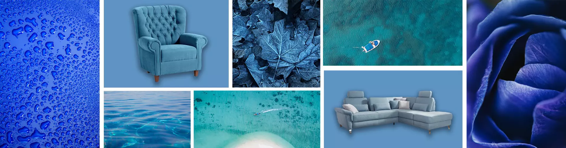 Banner: Trendfarbe Tranquil Blue - Möbel Inhofer 