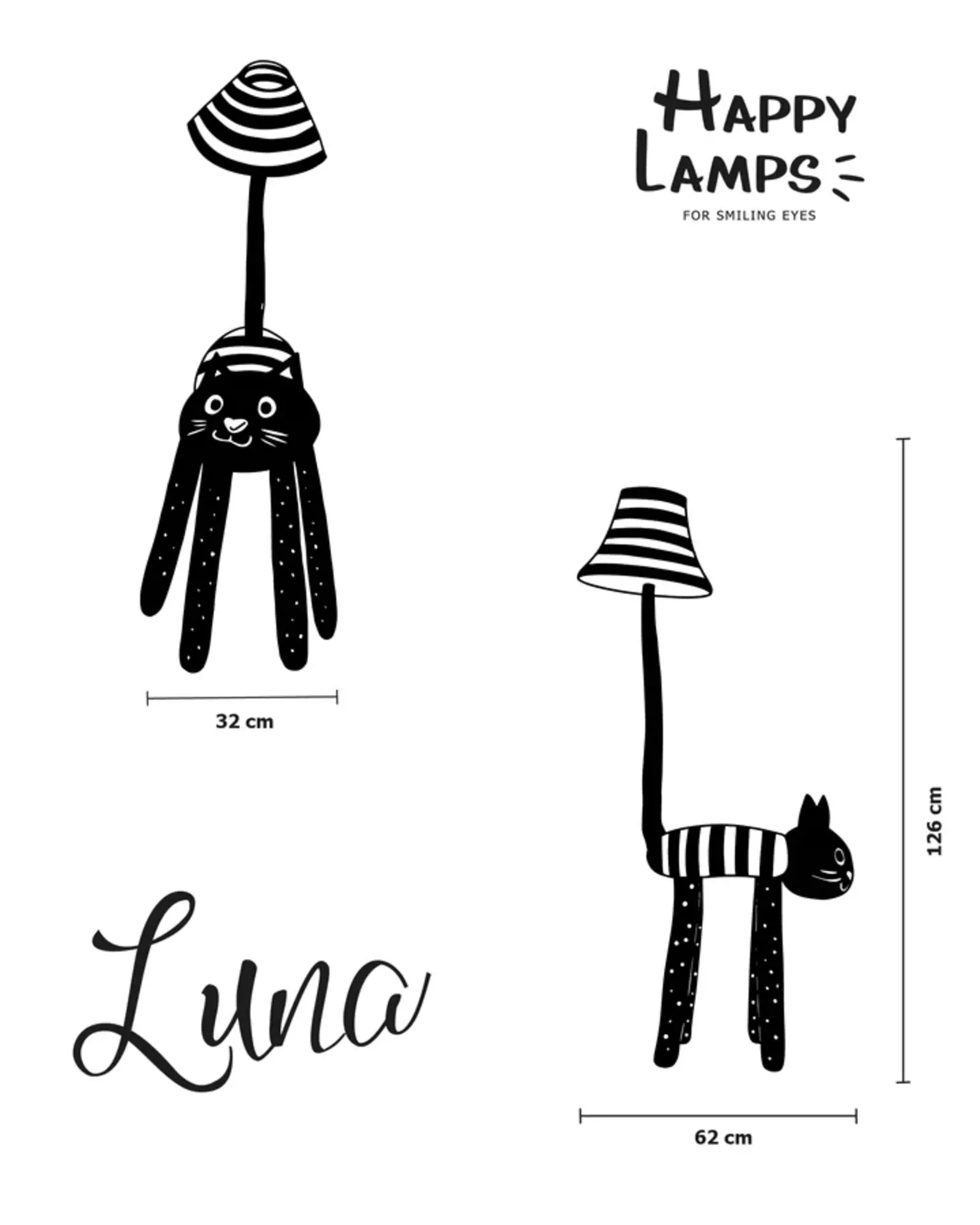 Stehleuchte LUNA Happy Lamps Textil 62 x 126 x 32 cm