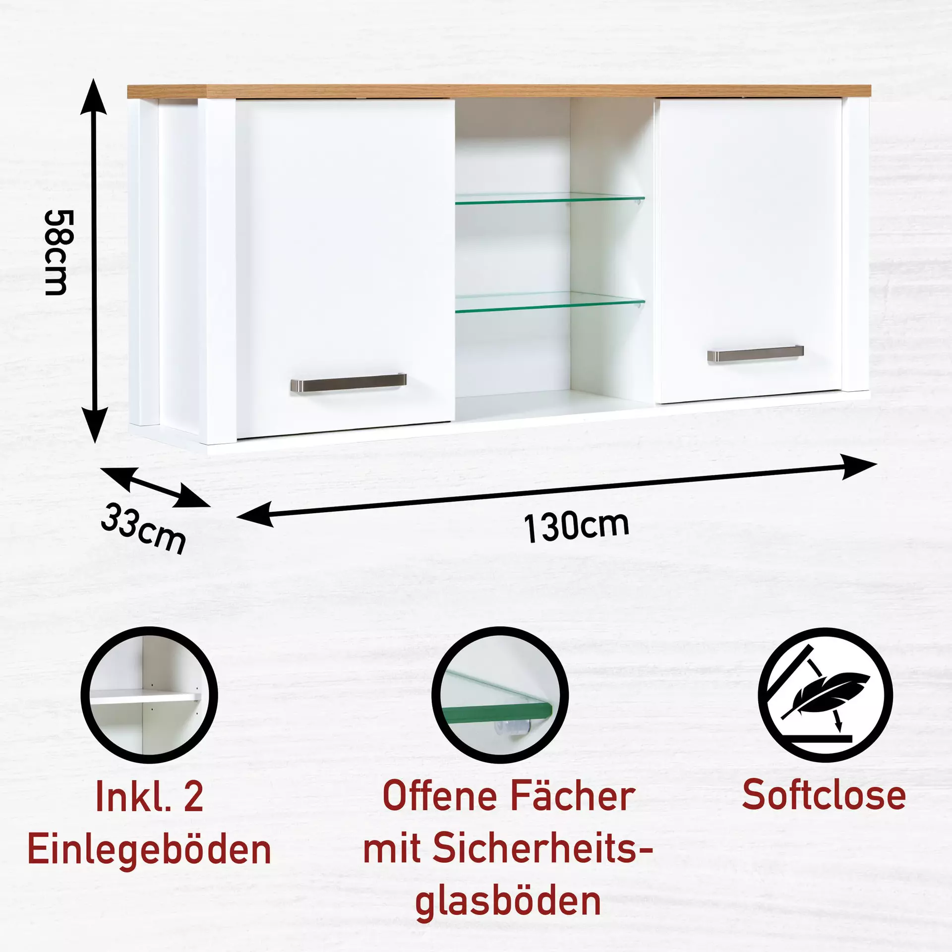 Hängeschrank Sicilia Inter Link Holzwerkstoff 33 x 57 x 130 cm