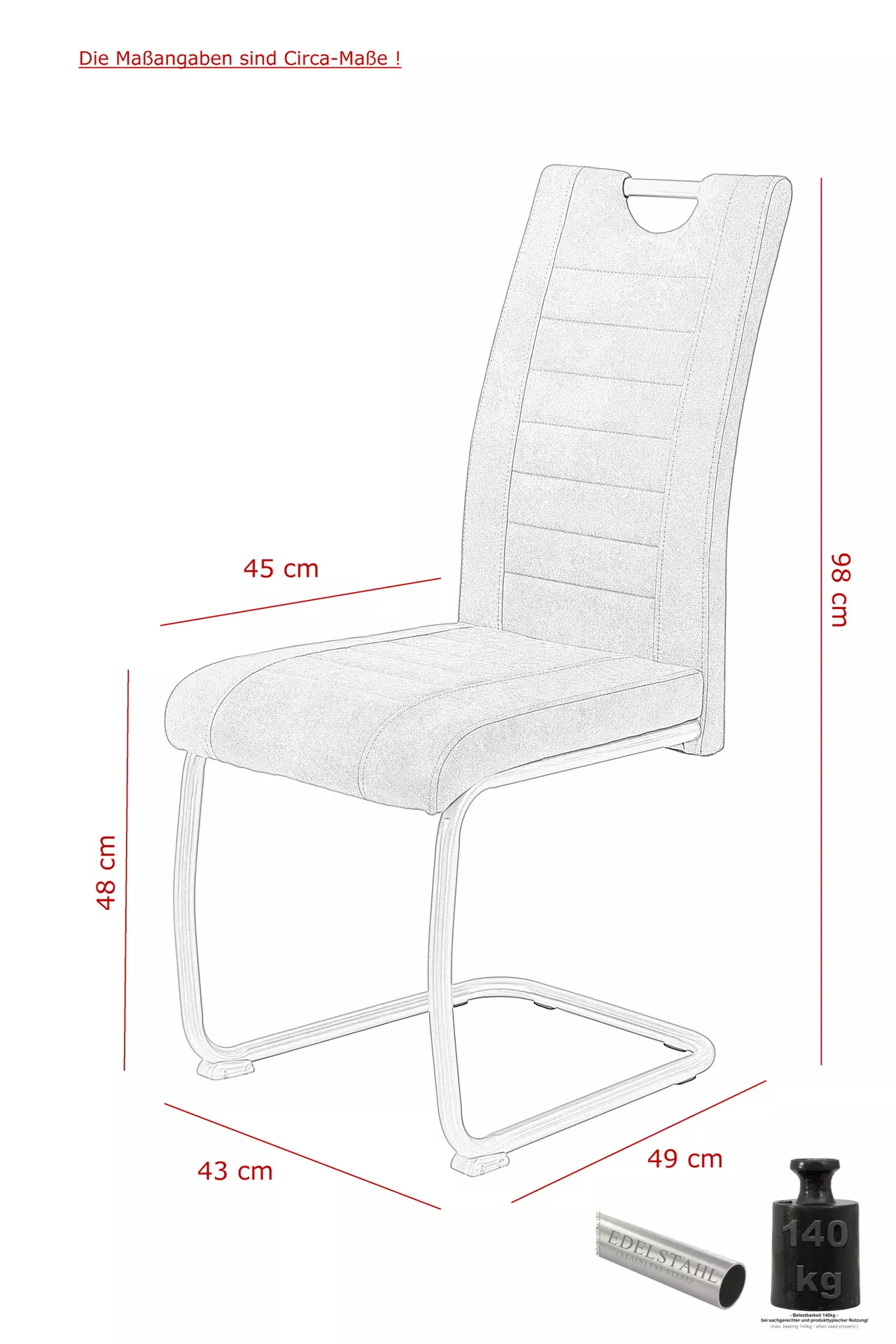 Freischwingerstuhl ULLA S Dinett Textil 59 x 98 x 43 cm