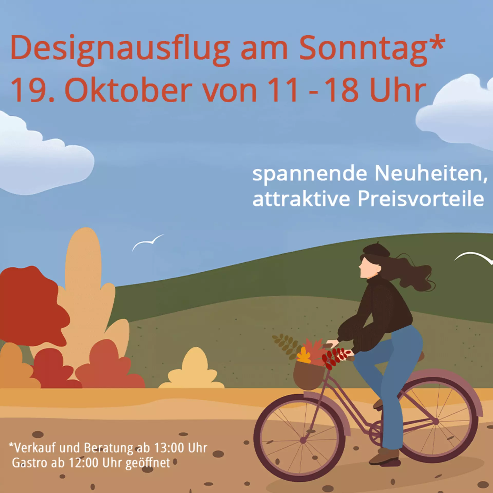 Designaisflug am Sonntag: besuchen Sie unseren verkaufsoffenen Sonntag am 19. Oktober von 11 bis 18 Uhr