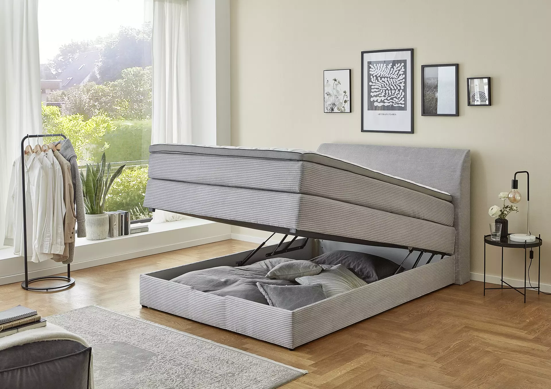 Boxspringbett BX2380 BXSet 140x200 BGS PAL Sun Garden Textil 148 x 106 x 216 cm