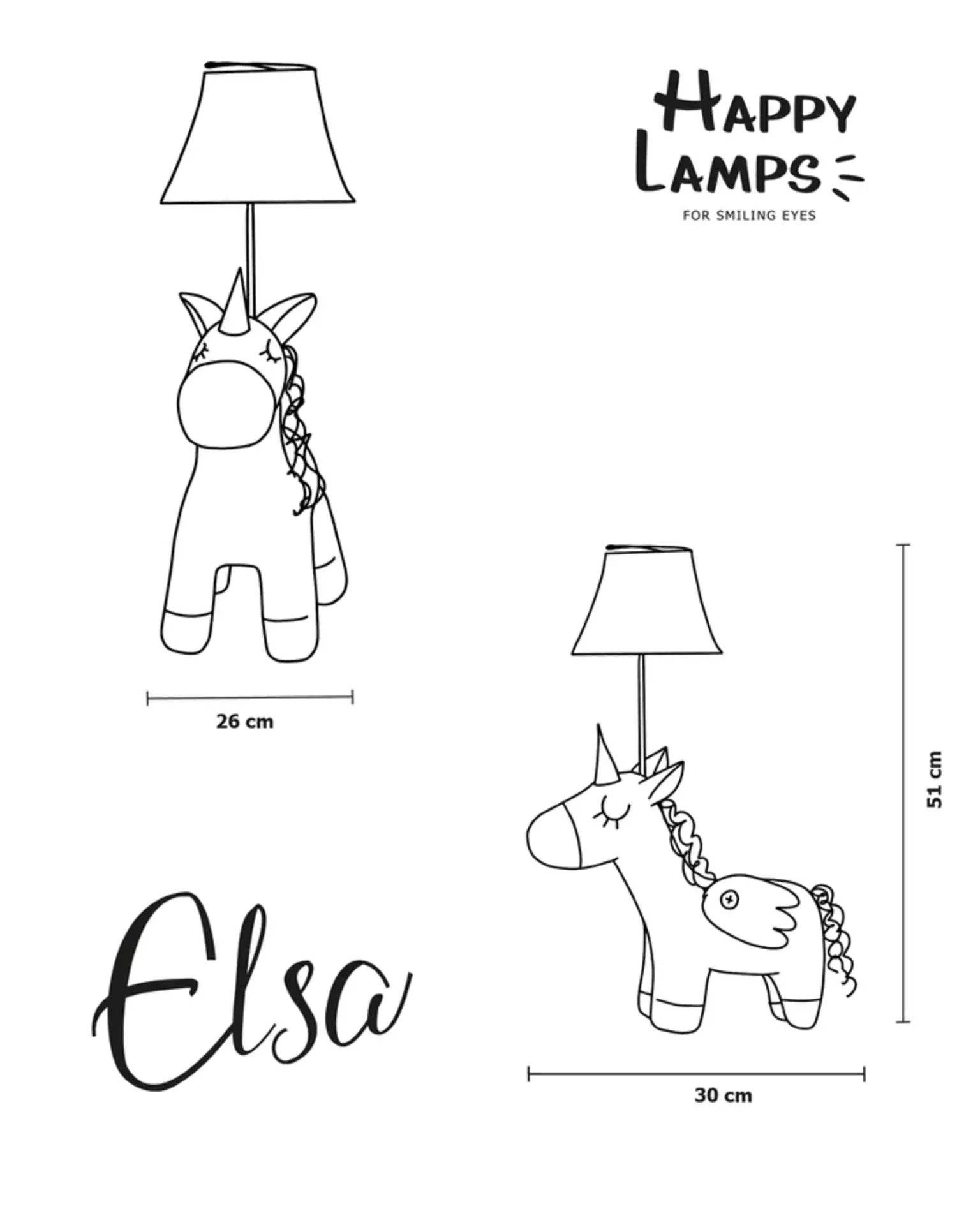 Tischleuchte ELSA Happy Lamps Textil 30 x 51 x 26 cm