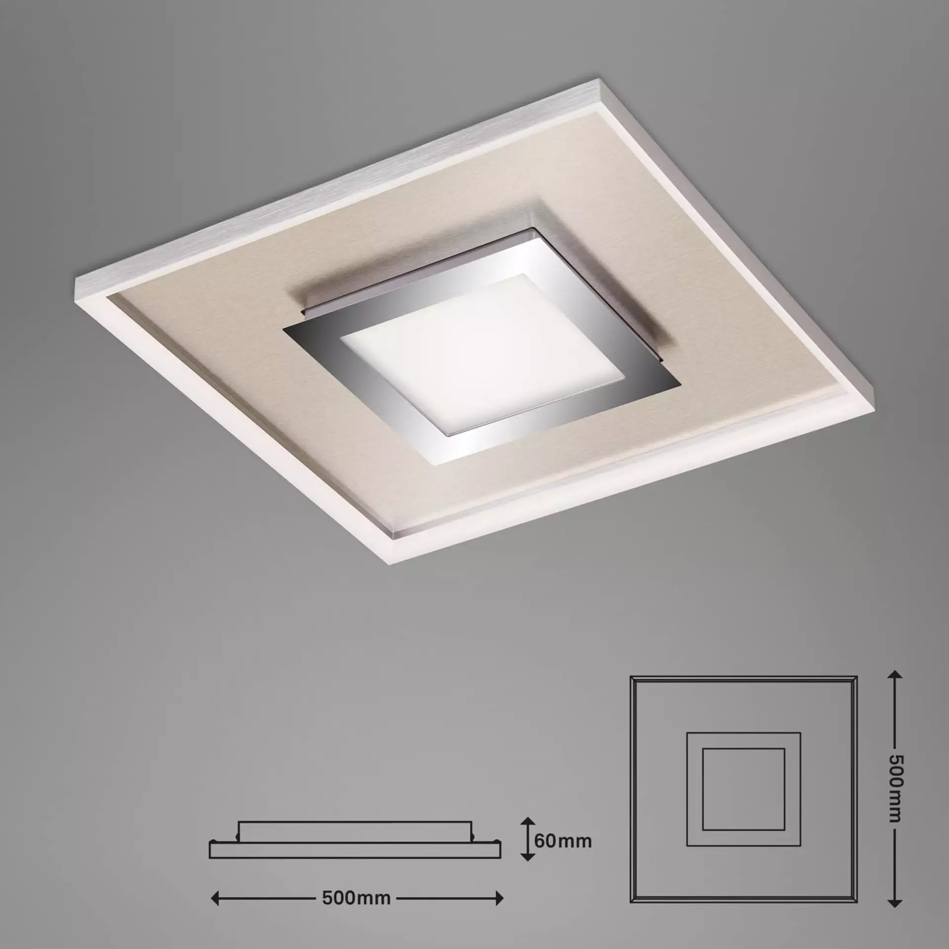 Deckenleuchte FRAME PRO LUX Briloner Metall 50 x 6 x 50 cm