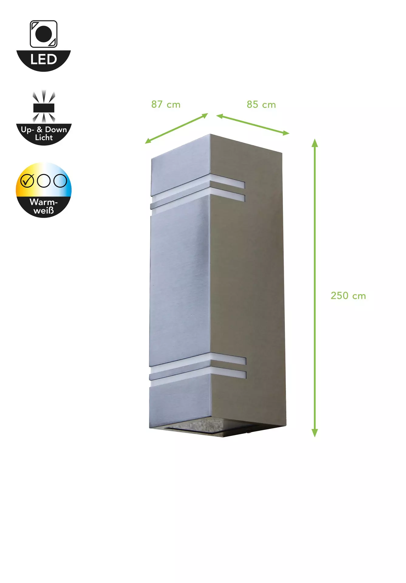 Wand-Aussenleuchte STRIPES Eco-Light Metall 8 x 25 x 8 cm