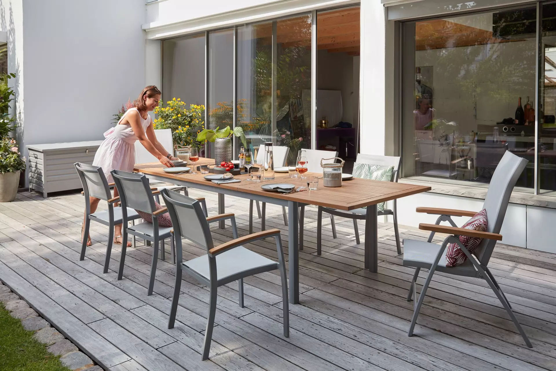 Stapelstuhl SYLT Outdoor Textil 58 x 88 x 59 cm