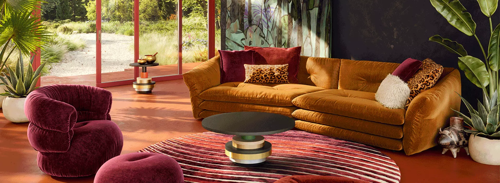 Bild von einem Wohnzimmer in Herbstfarben 