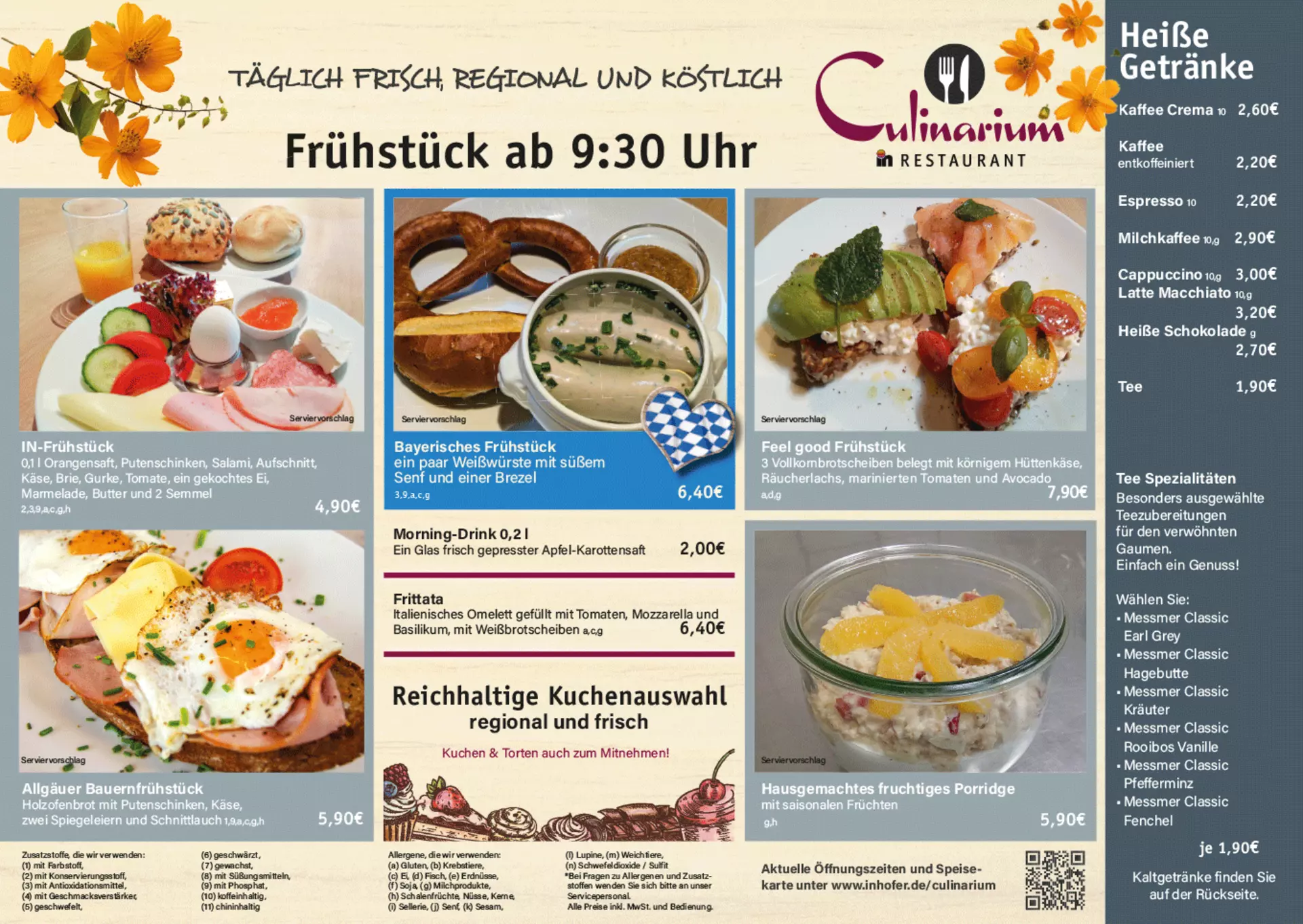 Frühstückskarte Culinarium