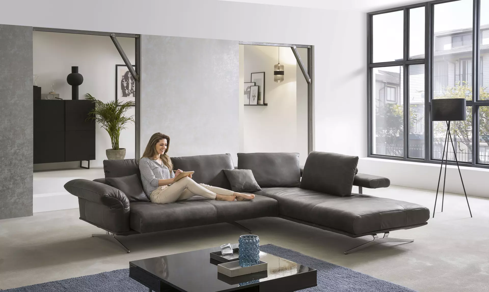 Ecksofa CENTANO DSIGN Leder 252 x 86 x 302 cm