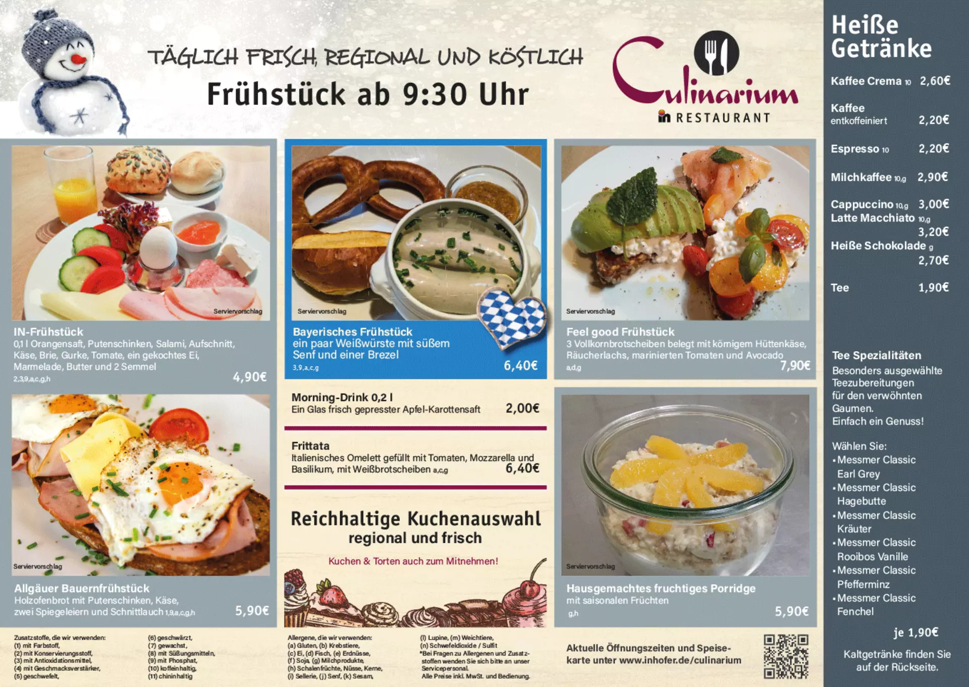 Frühstückskarte Culinariuam