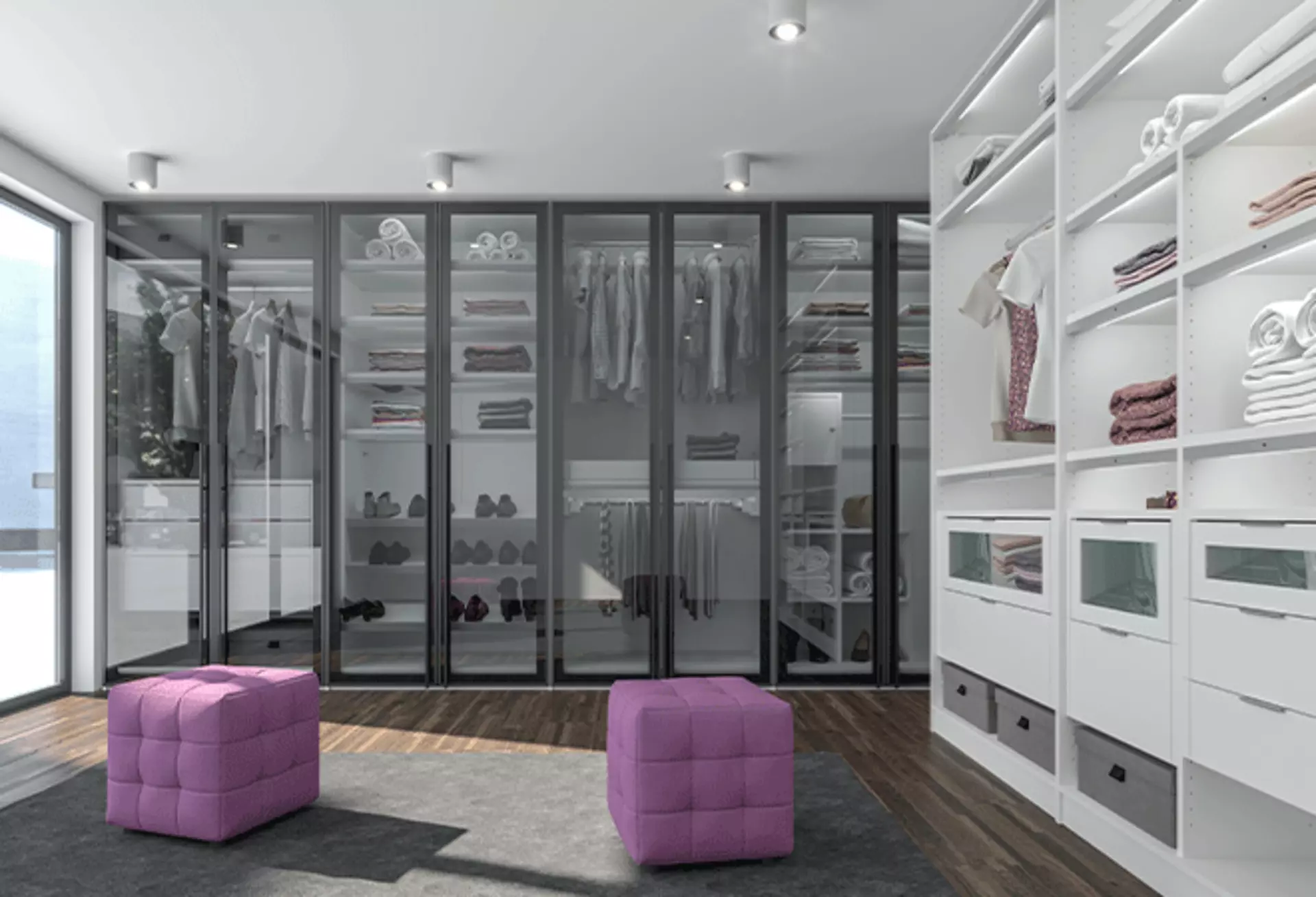 Modulares Schranksystem von Jutzler als begehbarer Kleiderschrank