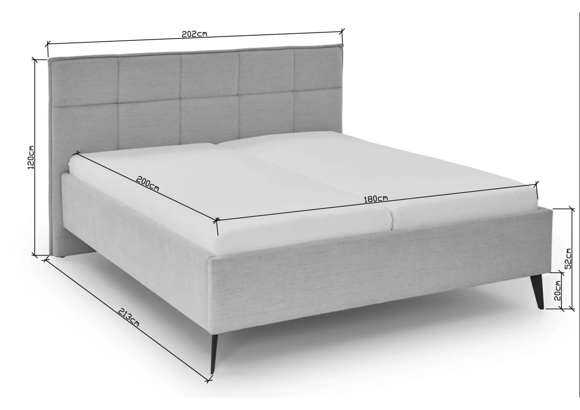 Polsterbett PAULO Meise Möbel Textil 213 x 120 x 202 cm