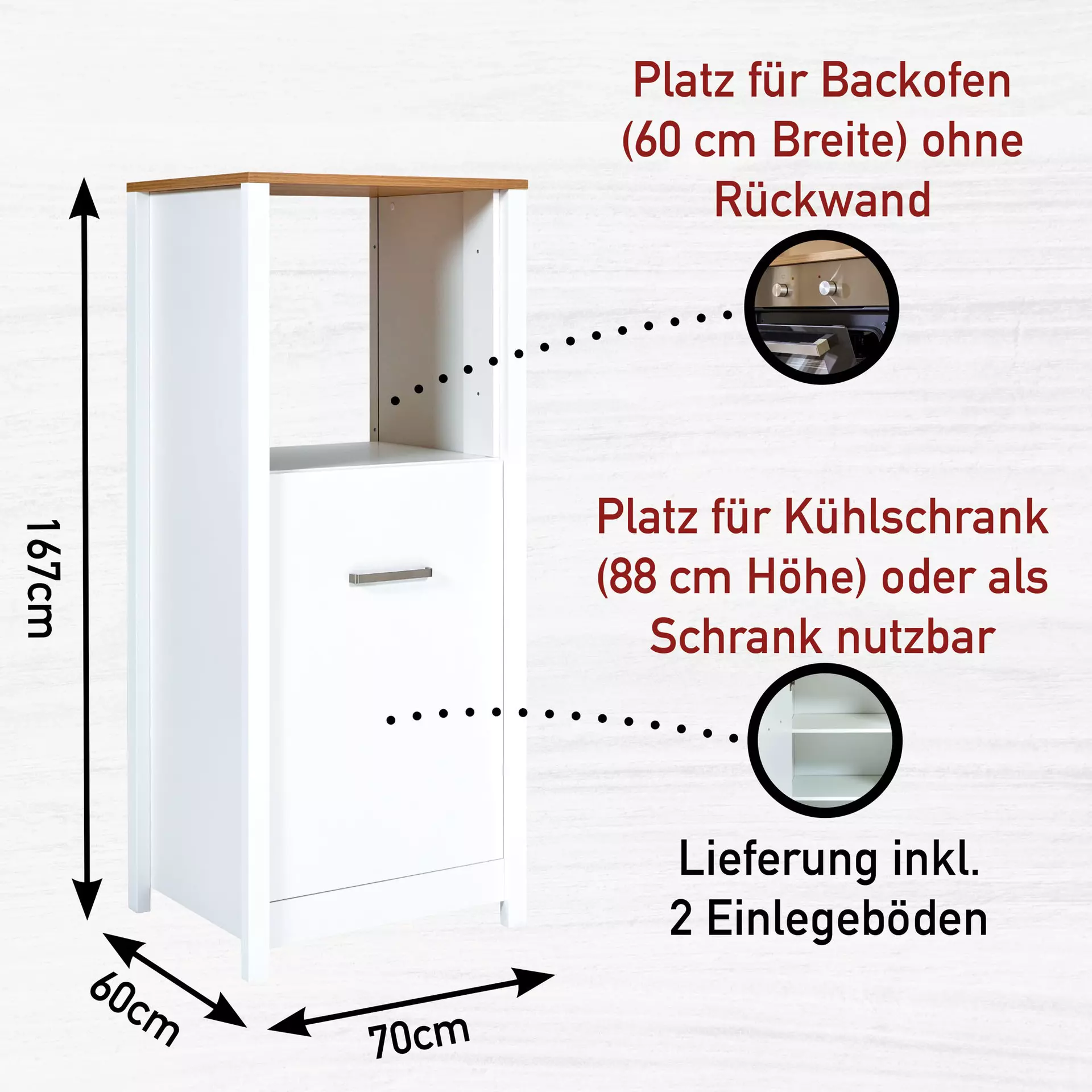 Hochschrank Sicilia Inter Link Holzwerkstoff 60 x 167 x 70 cm