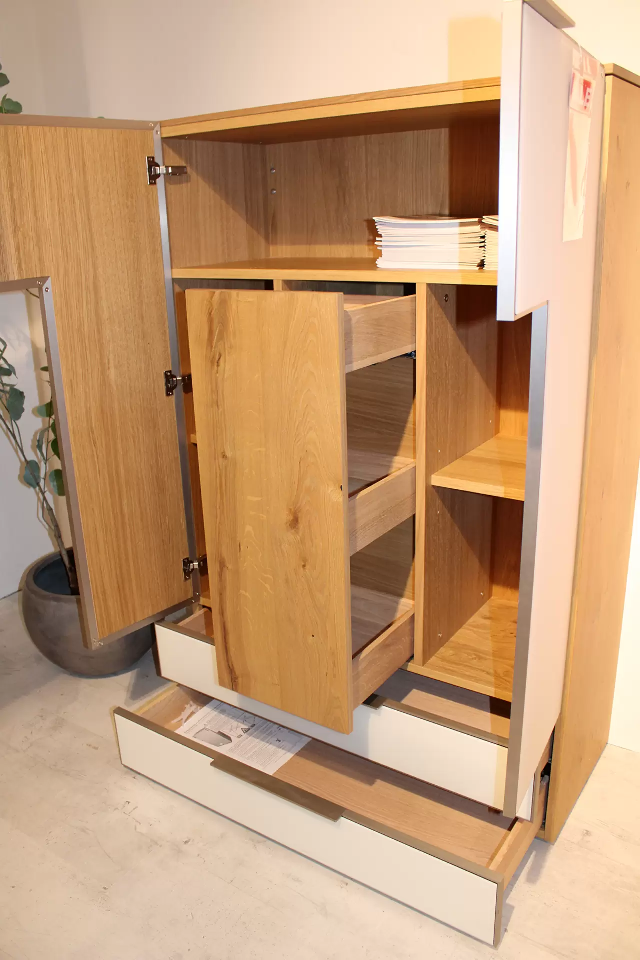 Highboard V-ALPIN Korpusteile Tischerplatte Eiche  echtholzfurniert