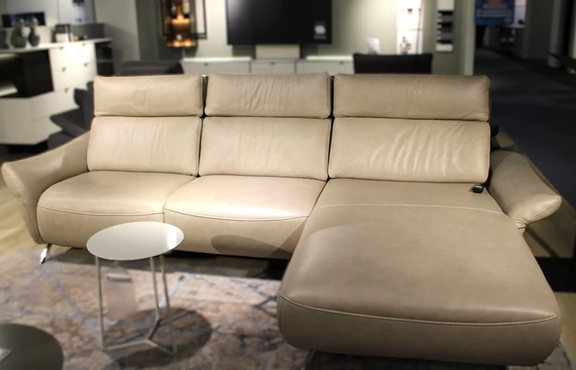 Ecksofa mit Leder cloudy pearl