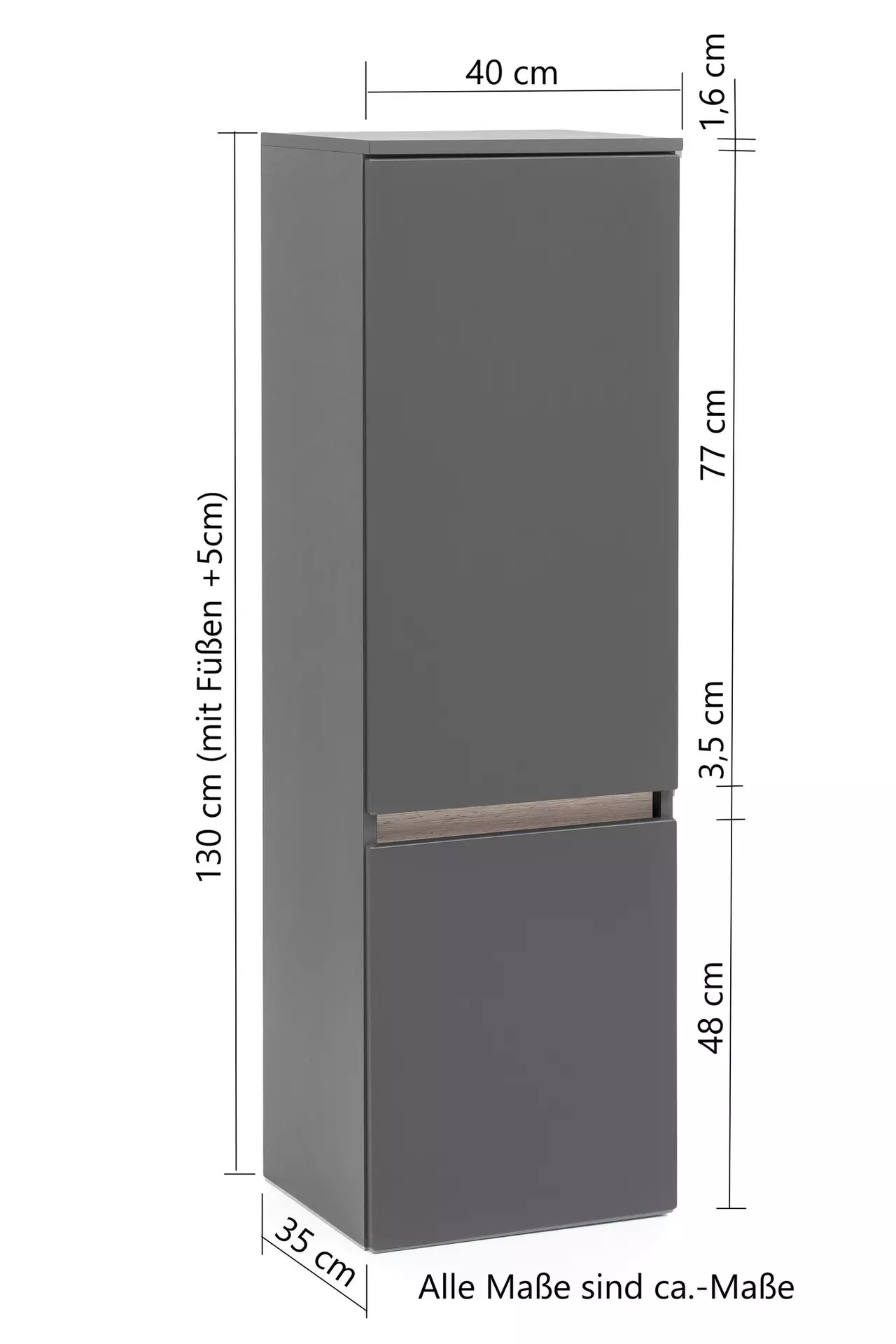 Midischrank ca. 40 x Möbel cm grau 35 130 x Inhofer 