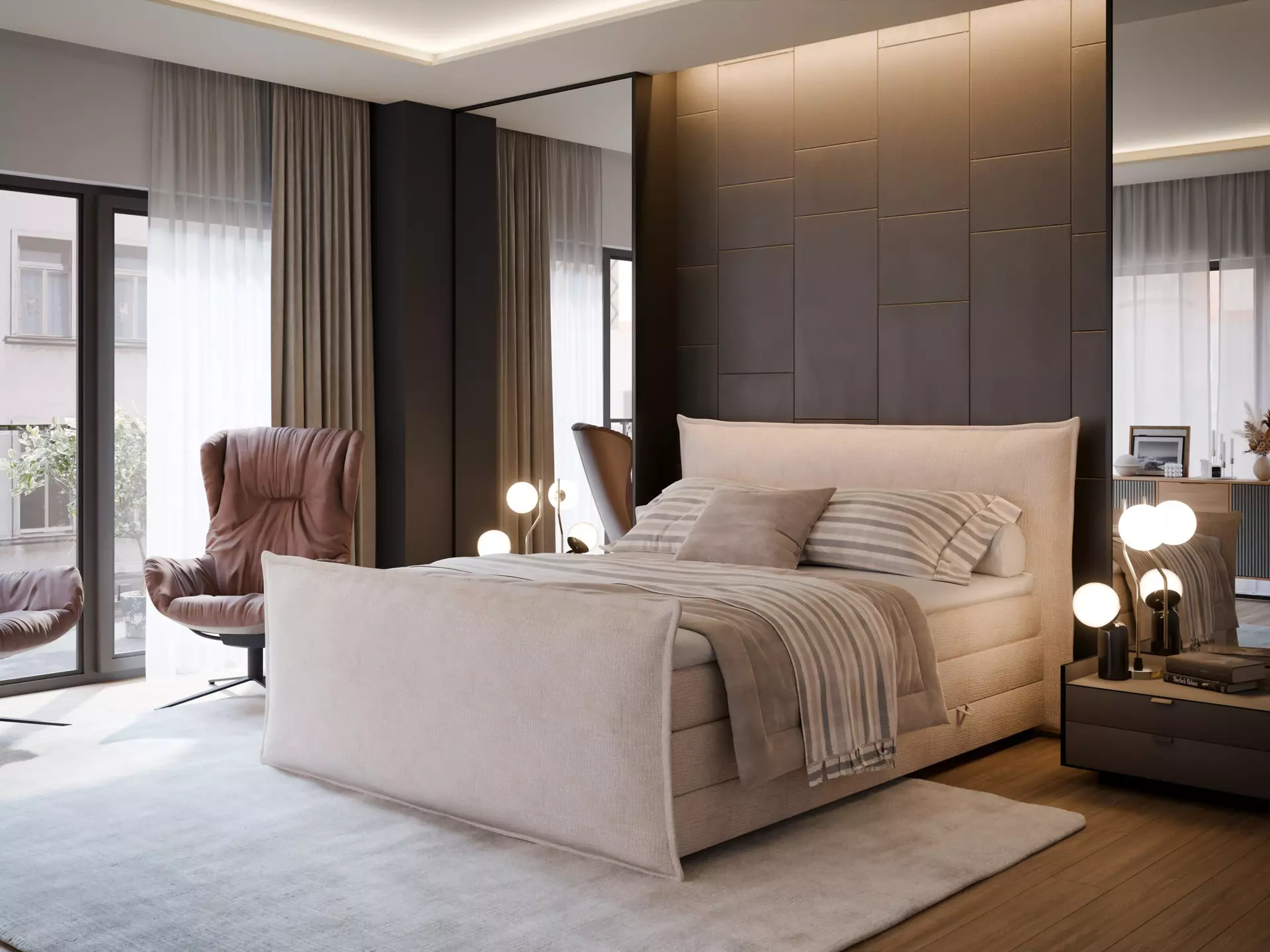 Boxspringbett HARMONIE Forte Textil 207 x 125 x 238 cm