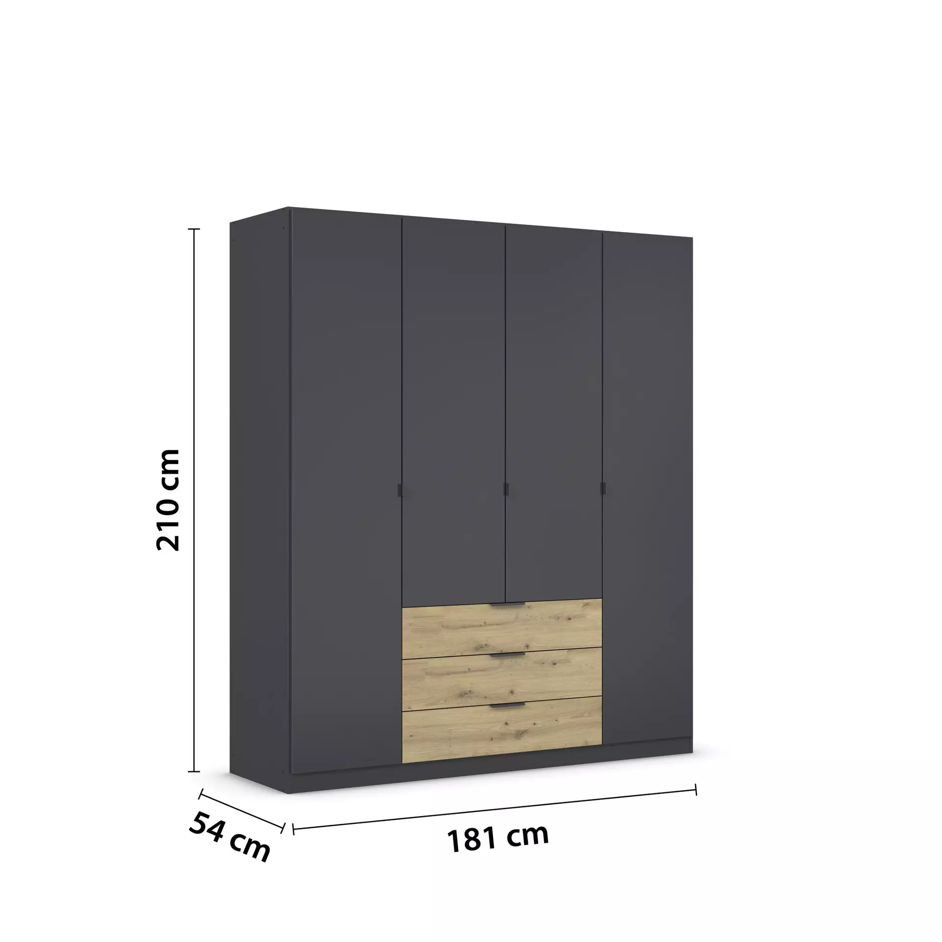 Drehtürenschrank DAVOA rauch BLUE Holzwerkstoff 54 x 210 x 181 cm