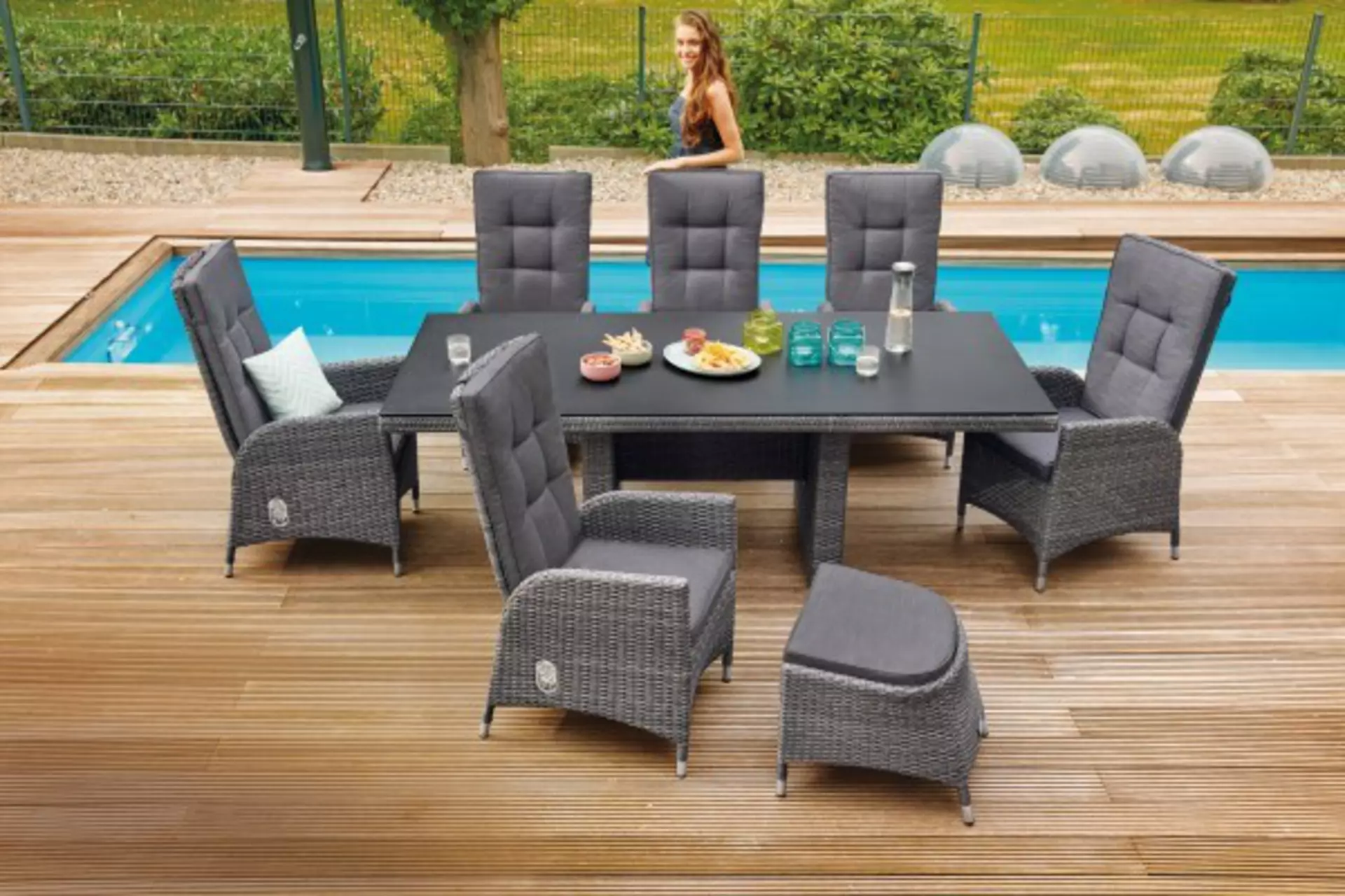 Loungehocker Barcelona Outdoor Textil 44 x 50 x 57 cm