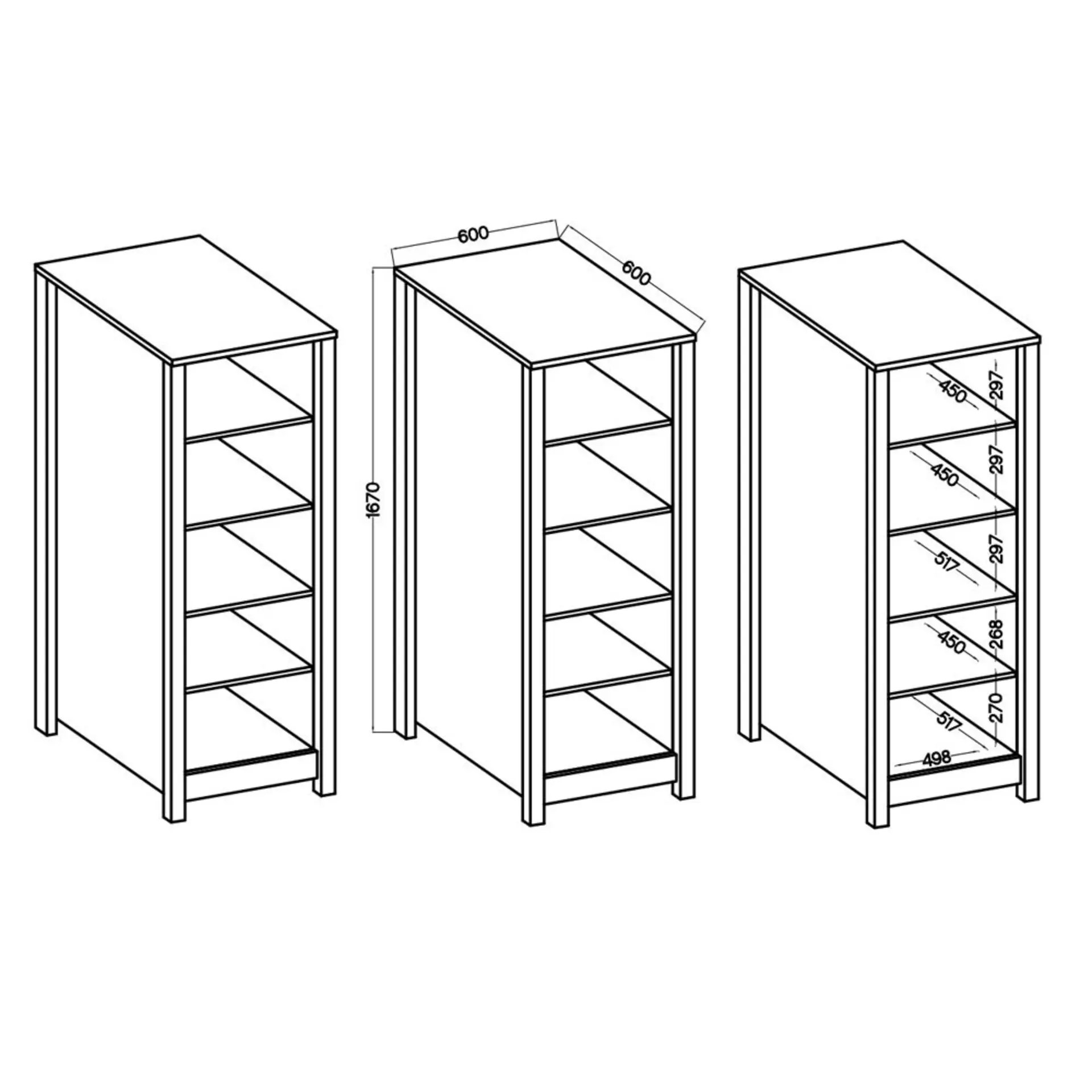 Hochschrank Sicilia Inter Link Holzwerkstoff 60 x 167 x 60 cm