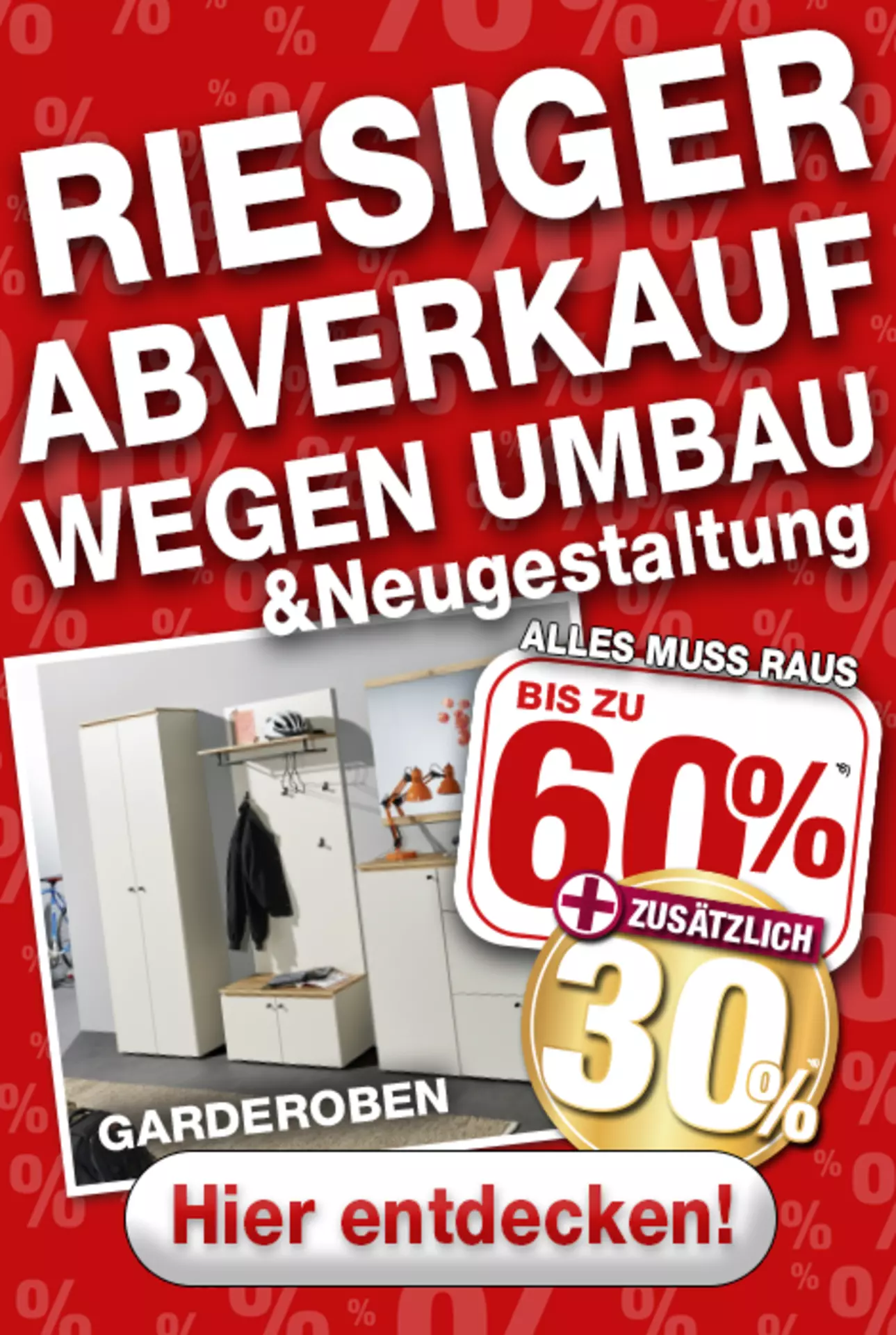 Jetzt 60% auf alle Garderoben-Möbelschnäppchen bei Möbel Inhofer in Senden sichern! und zusätzlich 30% oben drauf!