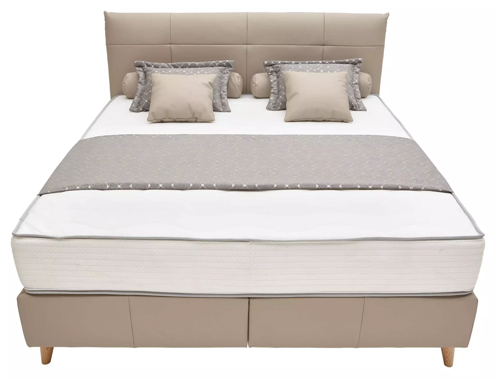 Boxspringbett VIA PLUS MELENA Dreamoro Leder 188 x 119 x 213 cm
