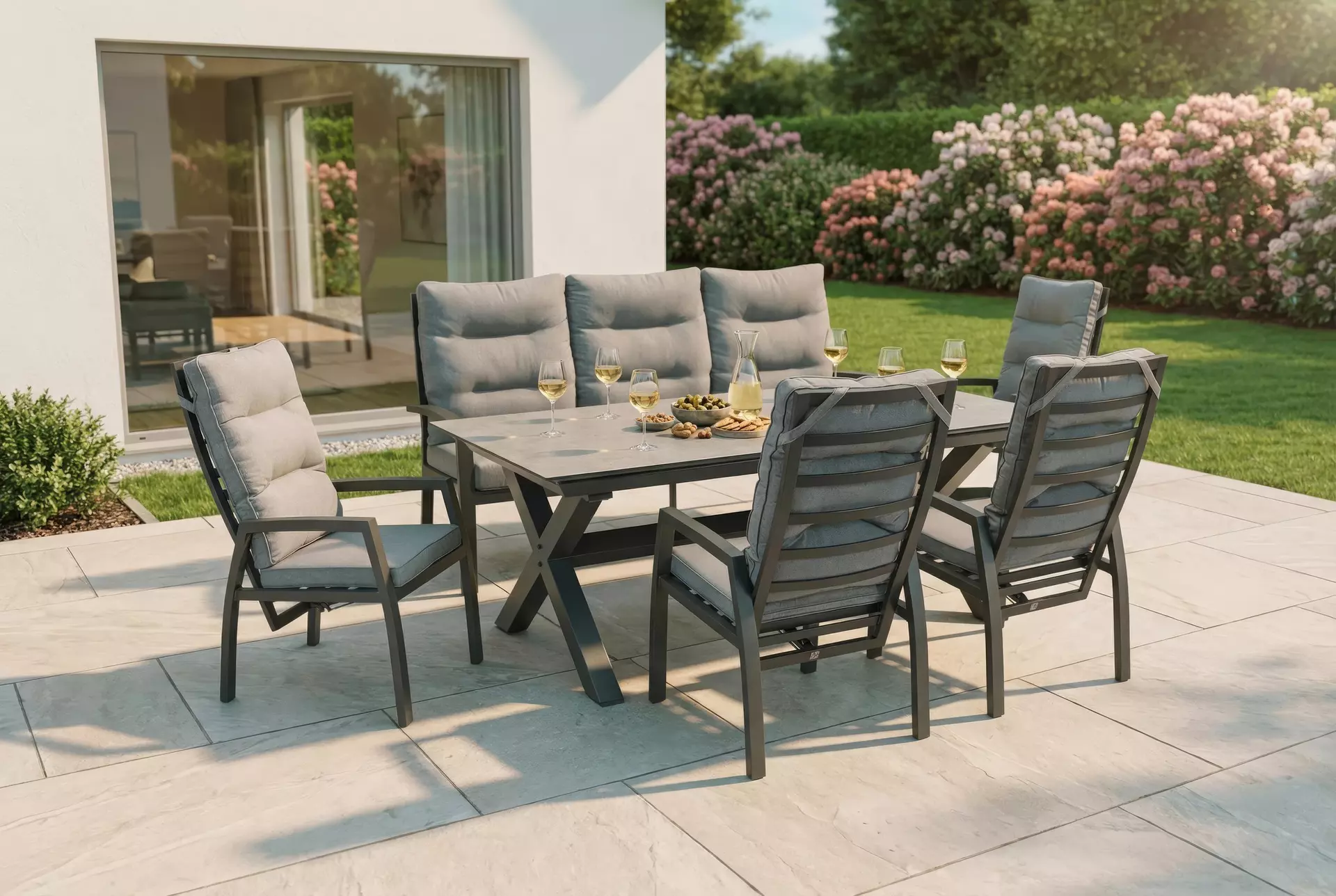 Loungesofa BONDINO Outdoor Textil 109 x 85 x 210 cm