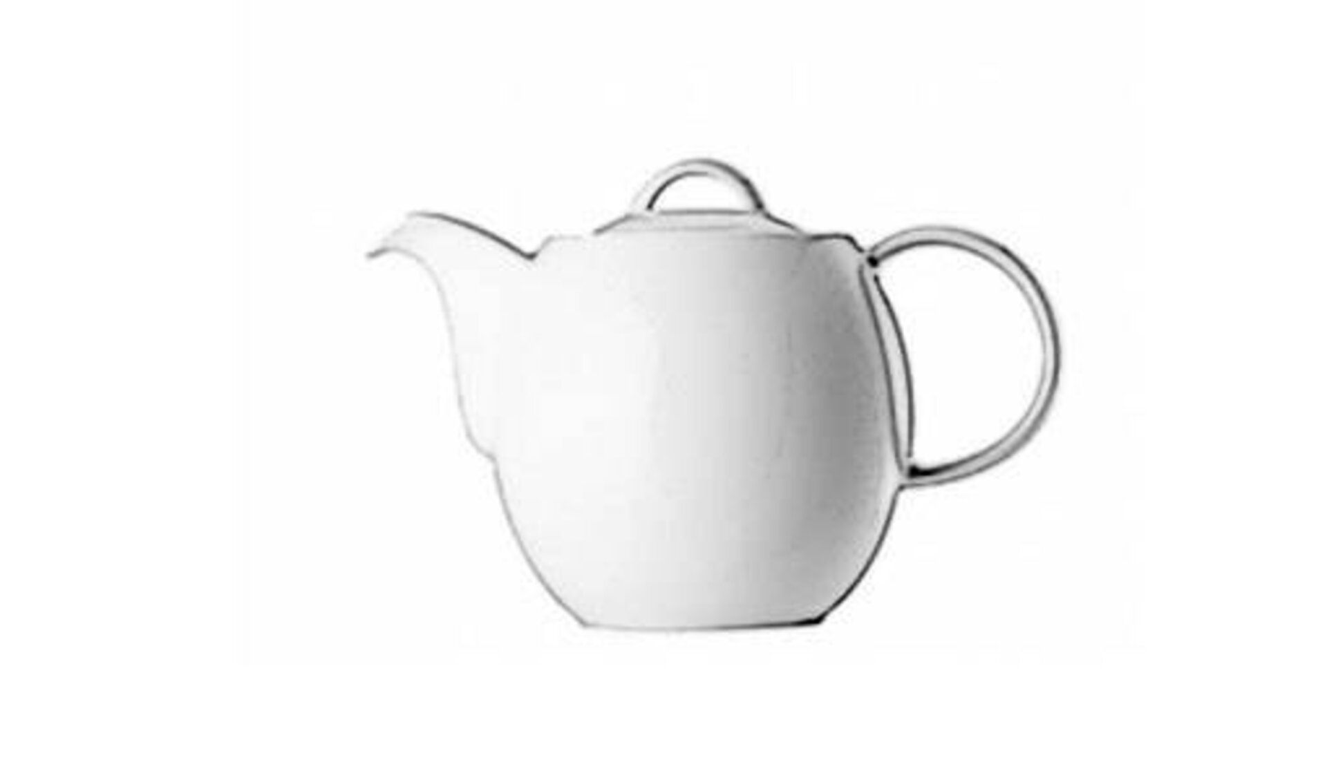 Weiße Teekanne mit dickem Bauch dient als Icon für alle Kannen.