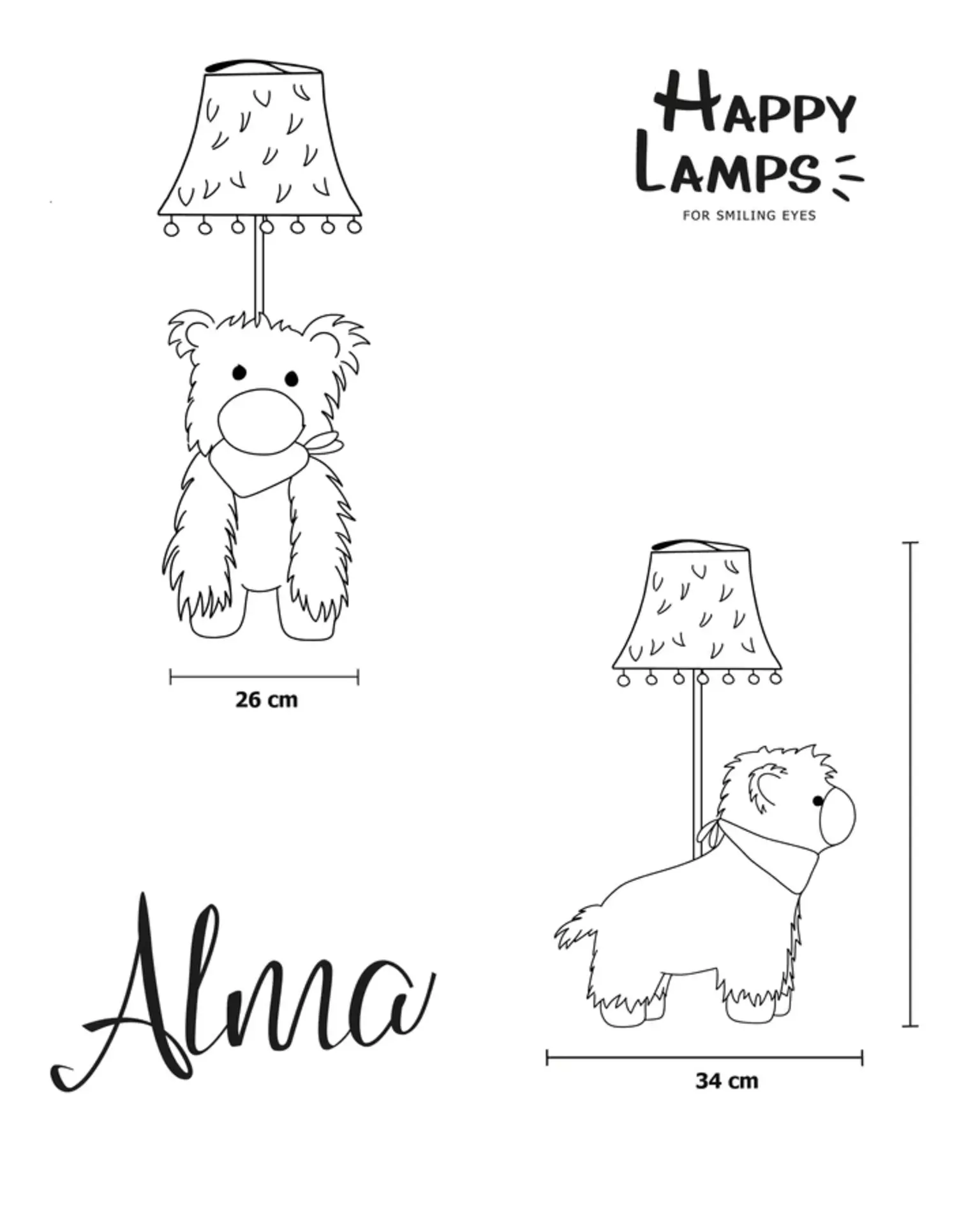 Tischleuchte ALMA Happy Lamps Textil 34 x 48 x 26 cm