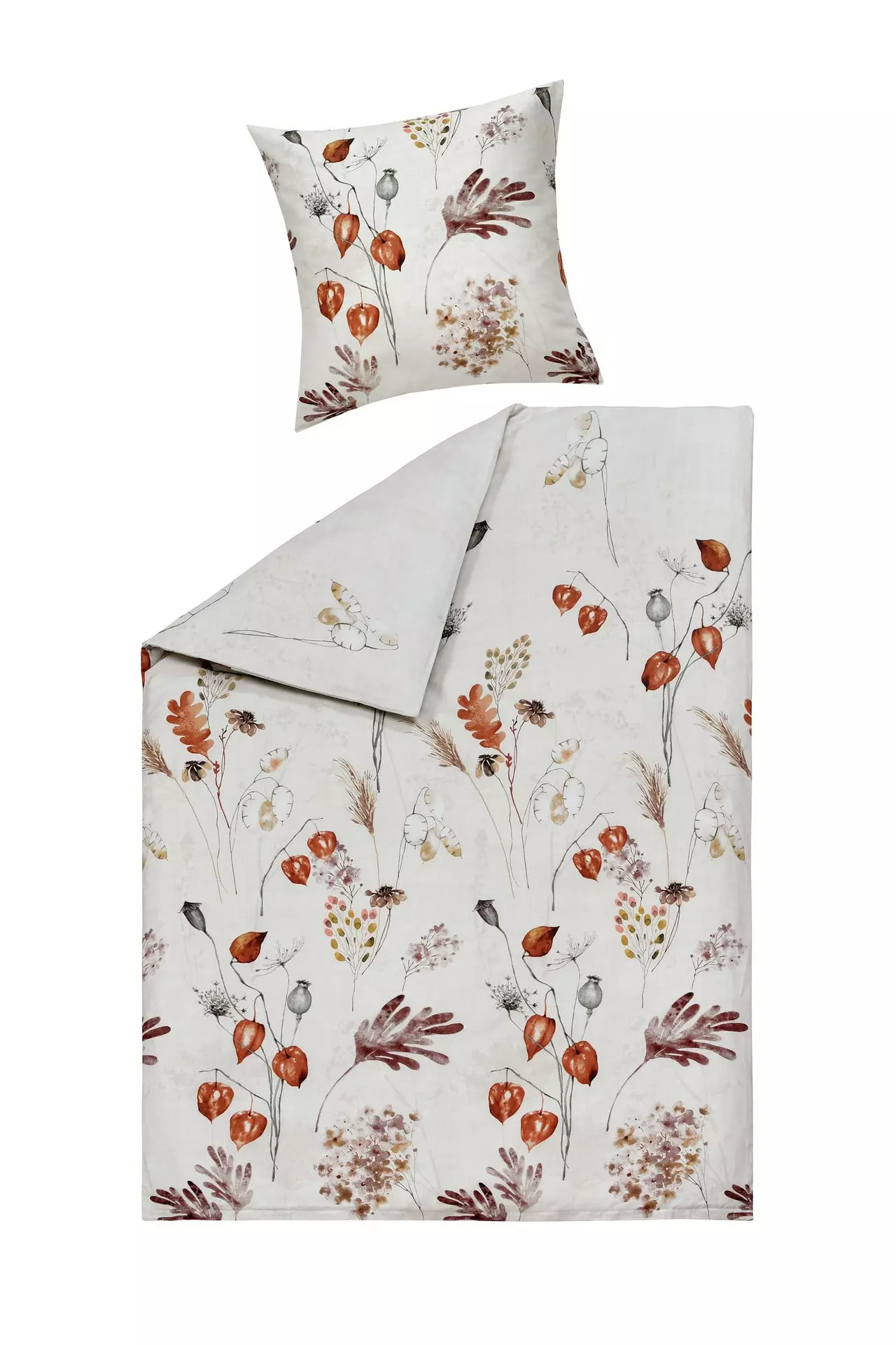 Satin-Bettwäsche Frieda Blüten/Blätter Casa Nova Textil 135 x 200 cm