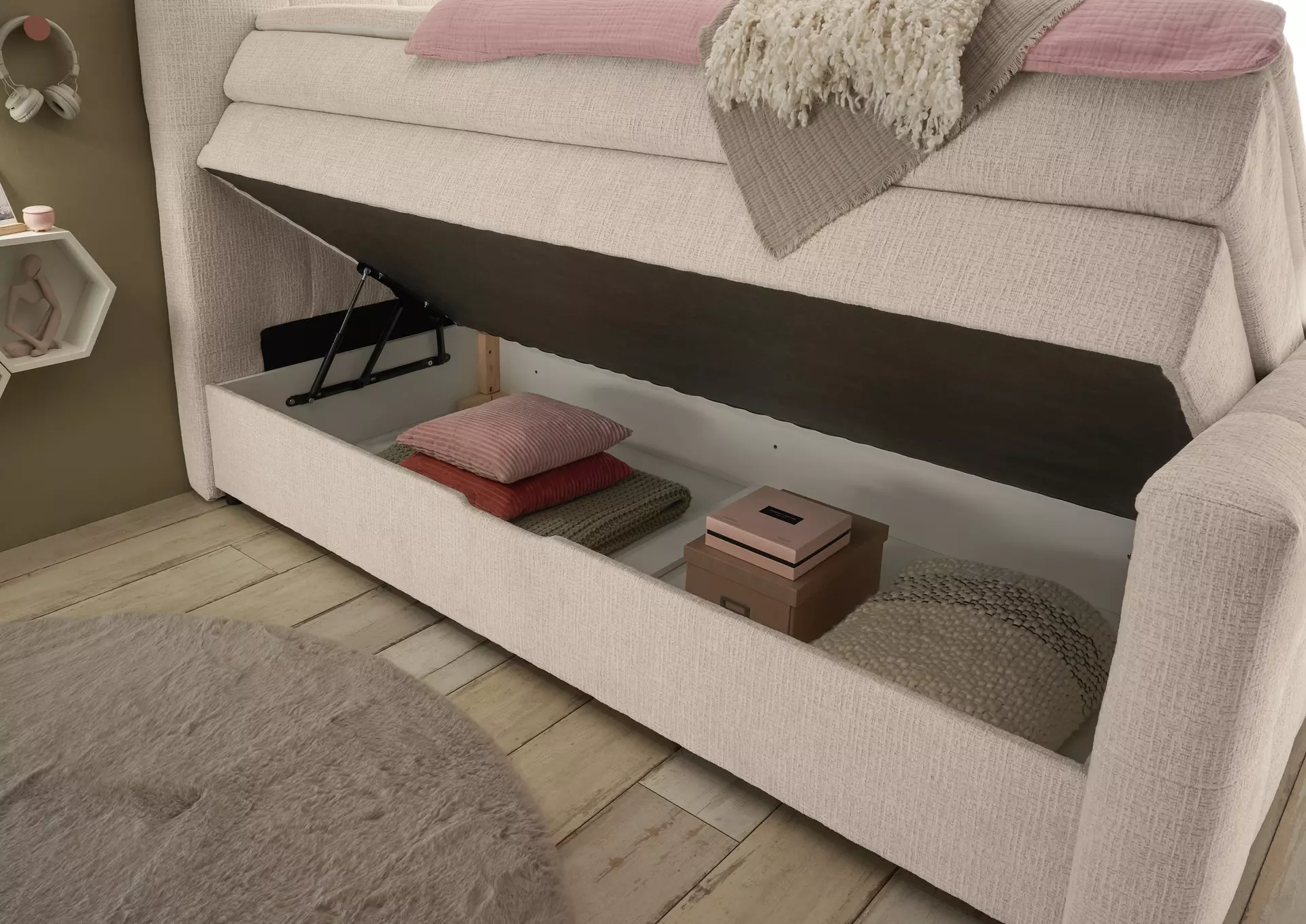 Boxspringbett DENALI ED-Lifestyle Textil 195 x 117 x 222 cm