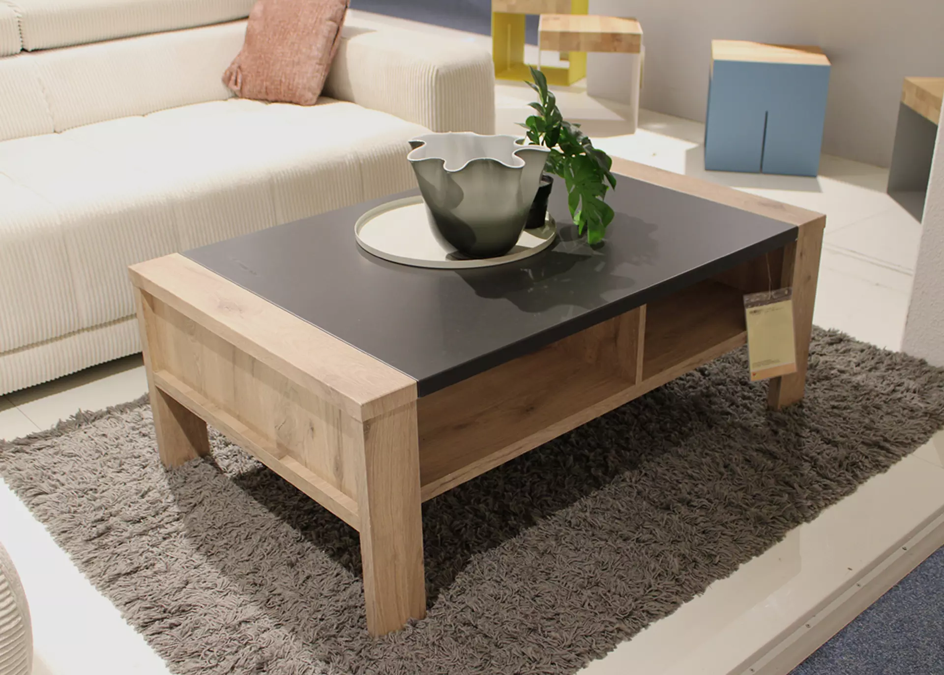 Couchtisch LAMELLA Cosmos grey MDF / Viking Oak MDF Nachbildung