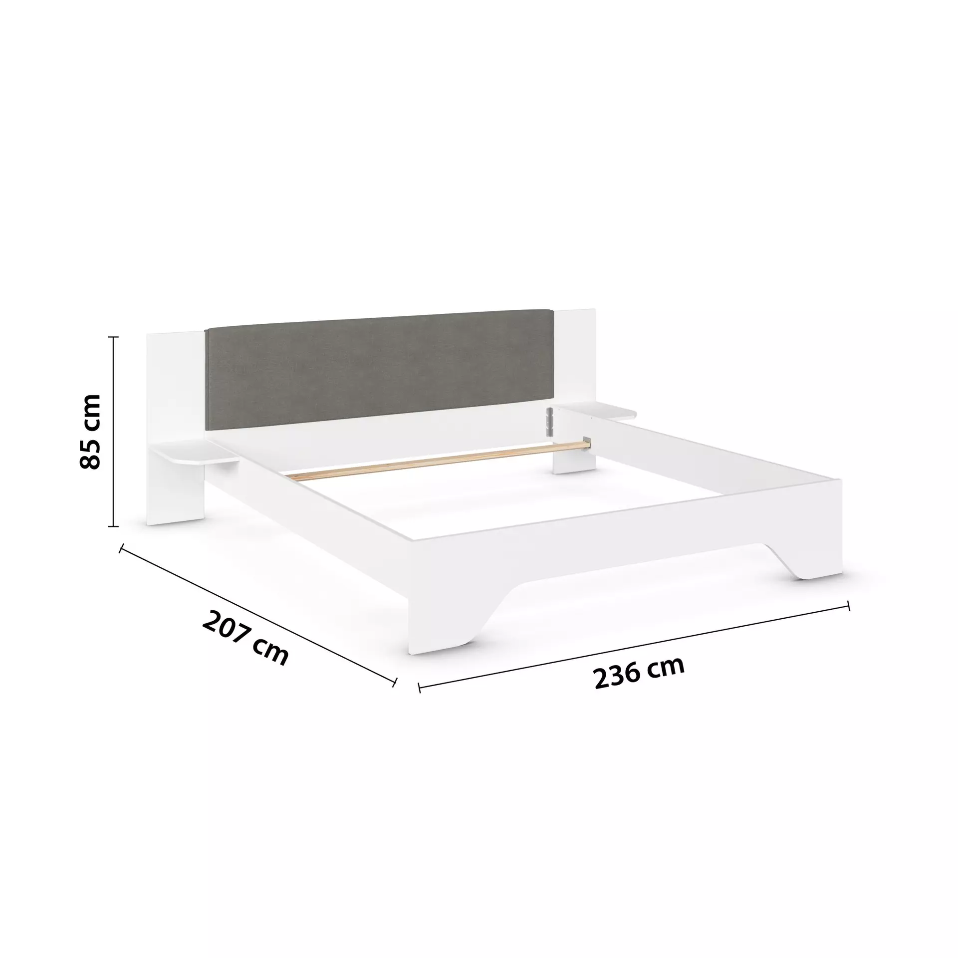 Bett VALEO rauch BLUE Textil 236 x 85 x 207 cm