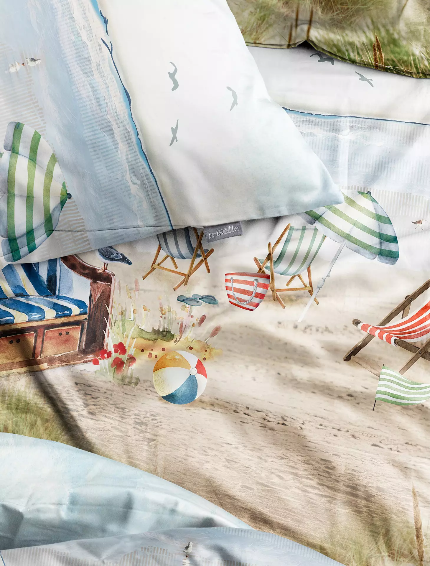 Satin-Bettwäsche Wave Maritim Irisette Textil 135 x 200 cm