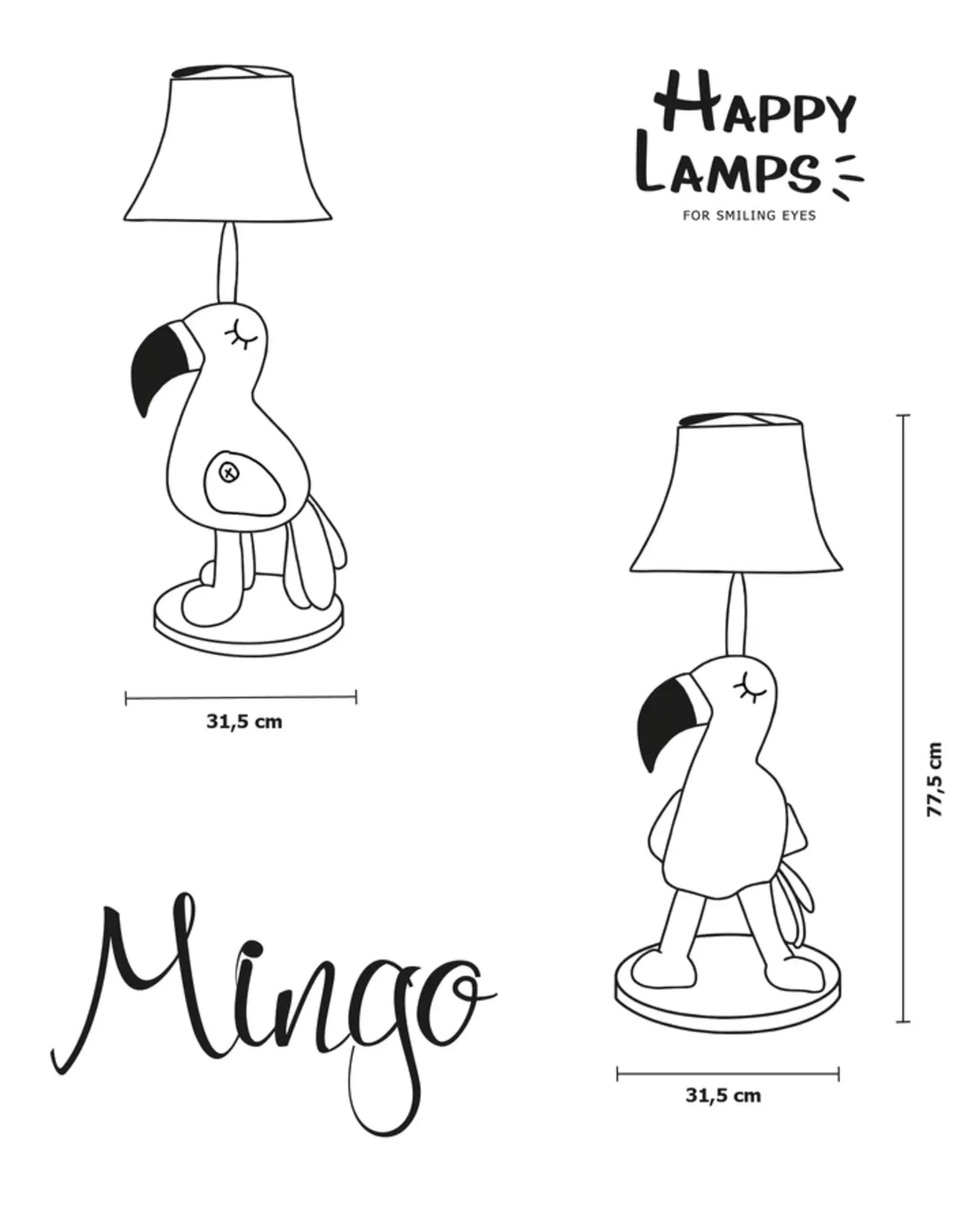 Tischleuchte MINGO Happy Lamps Textil 31 x 77 x 31 cm