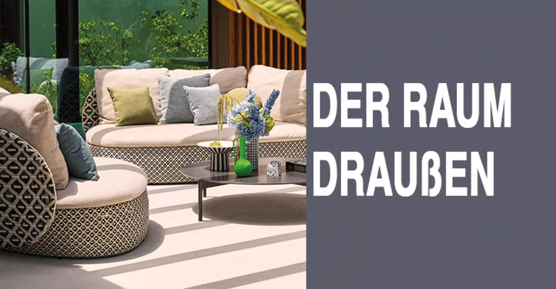 Der Raum draußen mit Highend Outdoormöbeln von interni by inhofer
