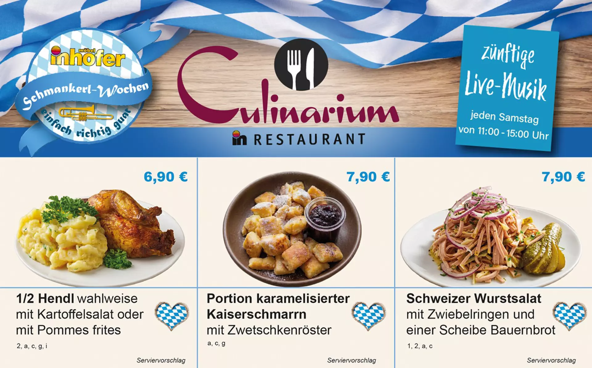 Schmankerlwochen mit Live-Musik bei Möbel  Inhofer