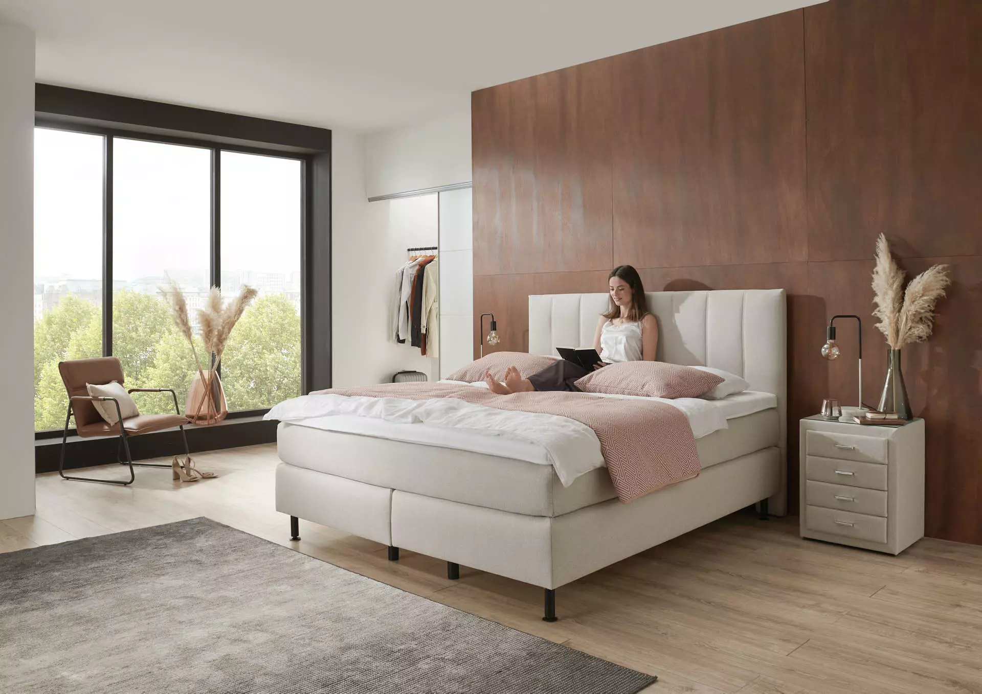 Boxspringbett OC-BX23164 Systempolster Sleep Textil 184 x 125 x 209 cm