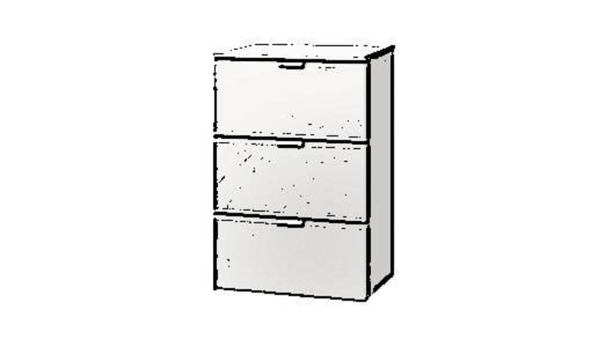 Icon für Kommode zeiht eine schmale Kommode aus weißem Furnier mit 3 gleichgroßen Schubladen.