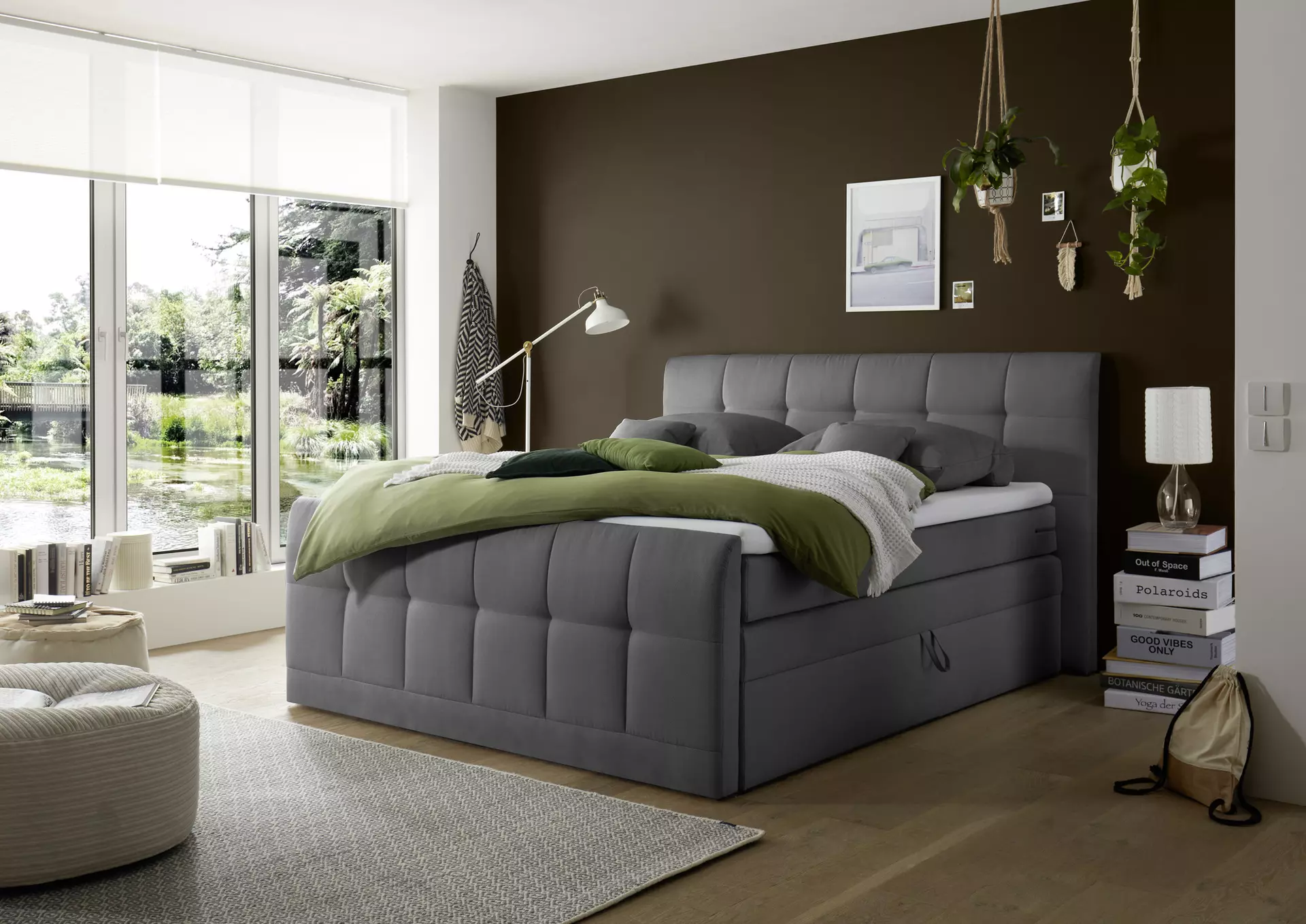 Boxspringbett GIRONA 2 LIV'IN Textil 200 x 117 x 224 cm