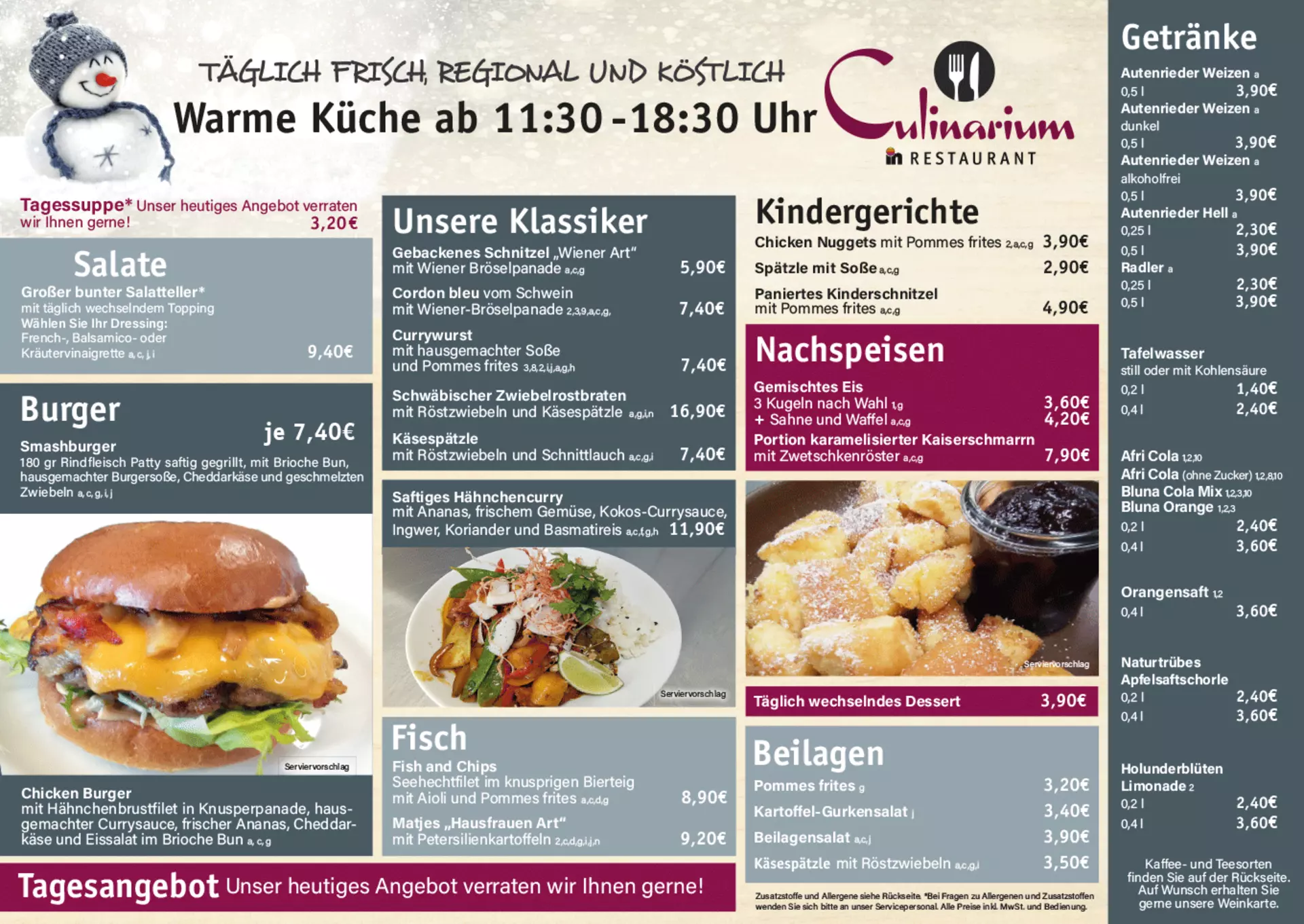 Speisekarte Culinarium