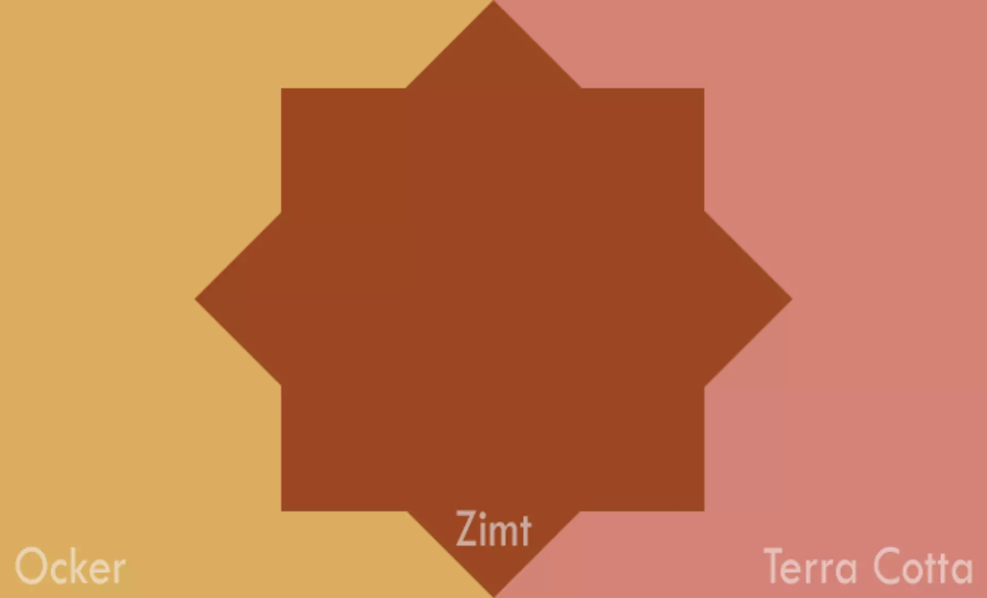 Farbschema für Japandi Style mit den Farben Ocker, Zimt und Terra Cotta