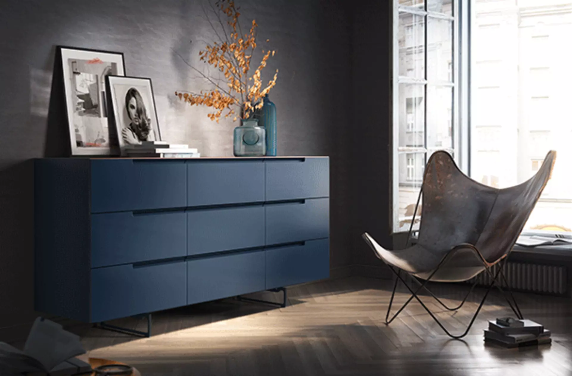 Sideboard der Kollektion Mell in gedecktem Blau